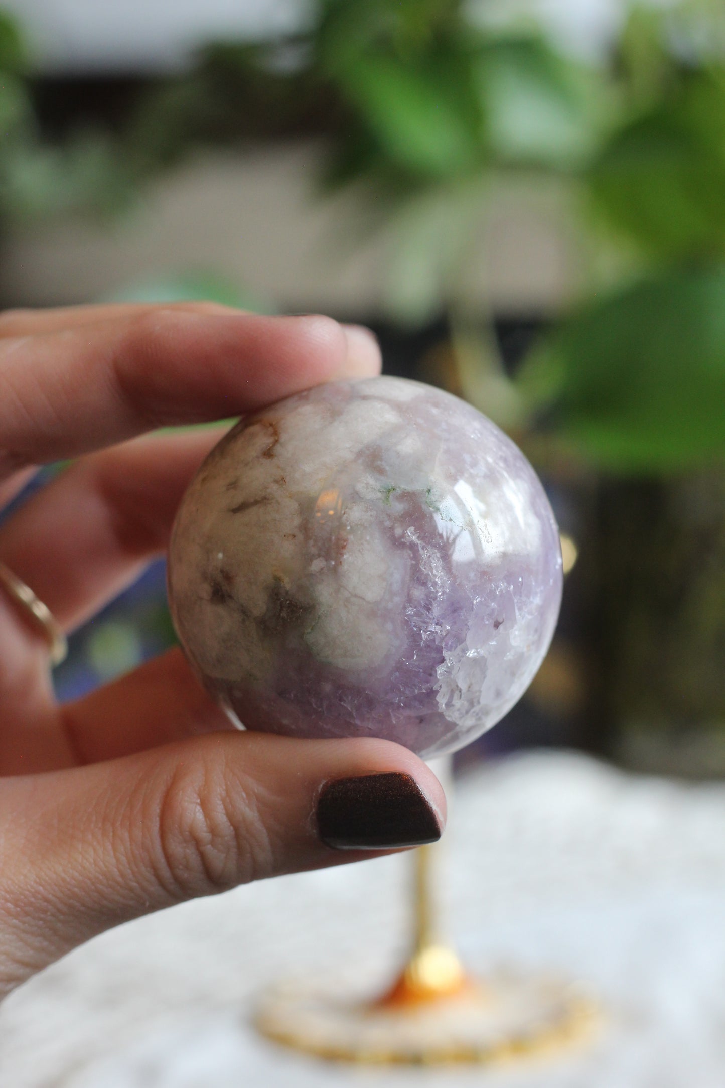 Flower Agate Amethyst Sphere