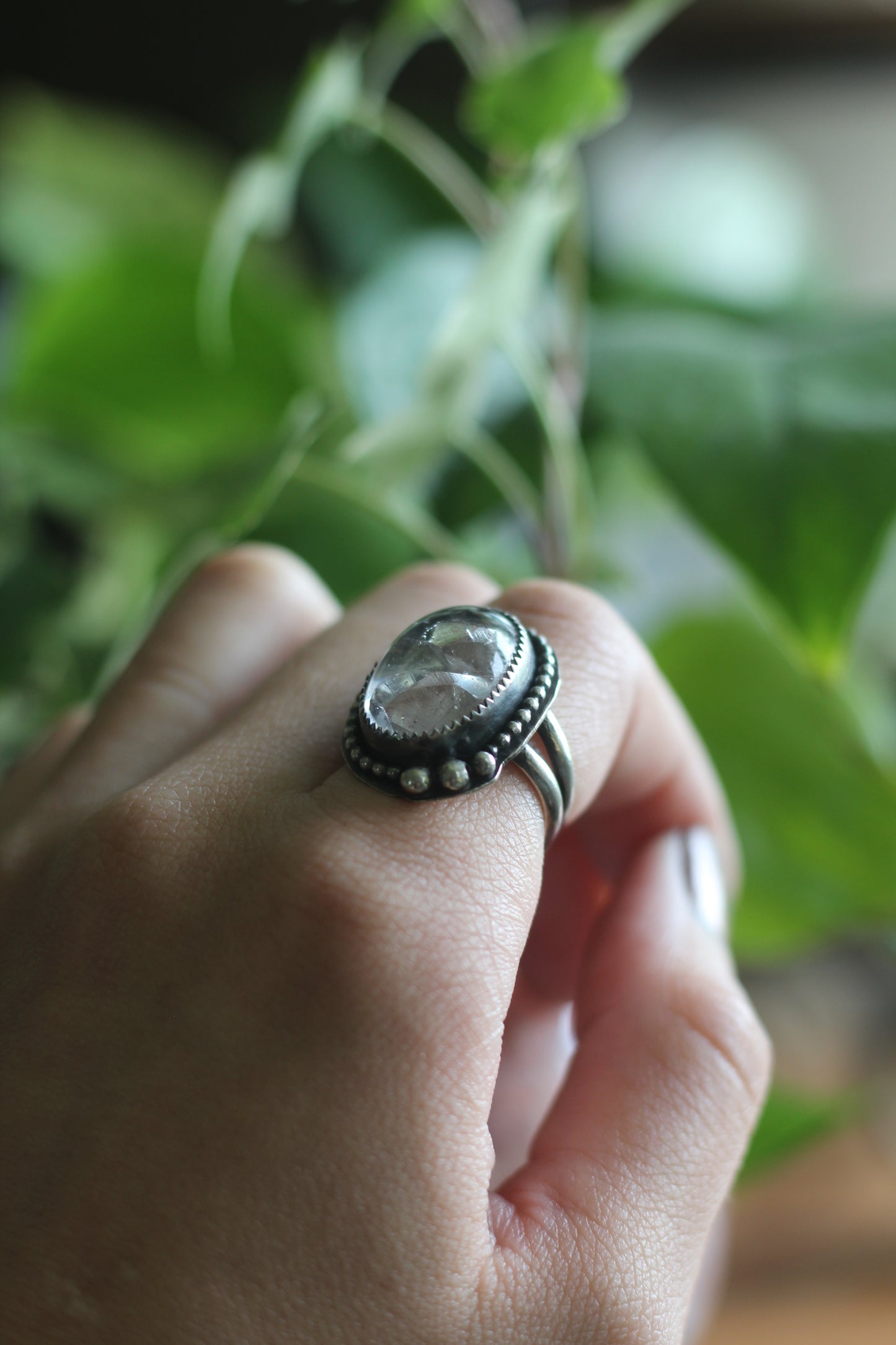 Manifestation Quartz Sterling Silver Ring Size 6 US