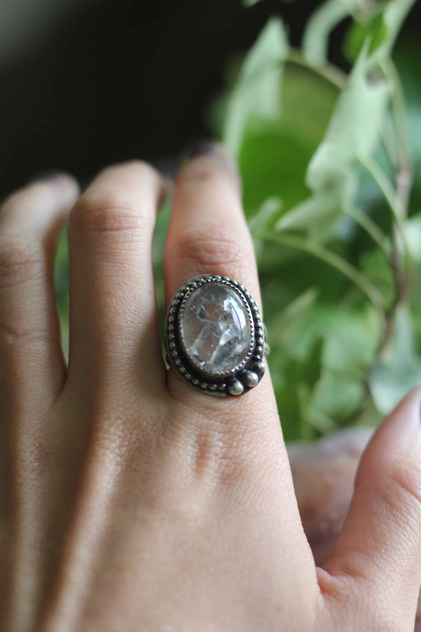 Manifestation Quartz Sterling Silver Ring Size 6 US