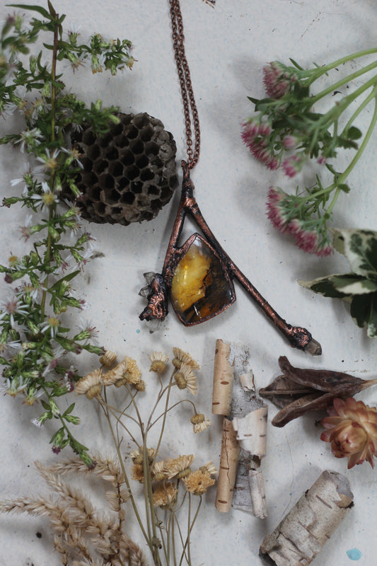 Rooted: Dendritic Golden Healer with Pakimer Copper Necklace