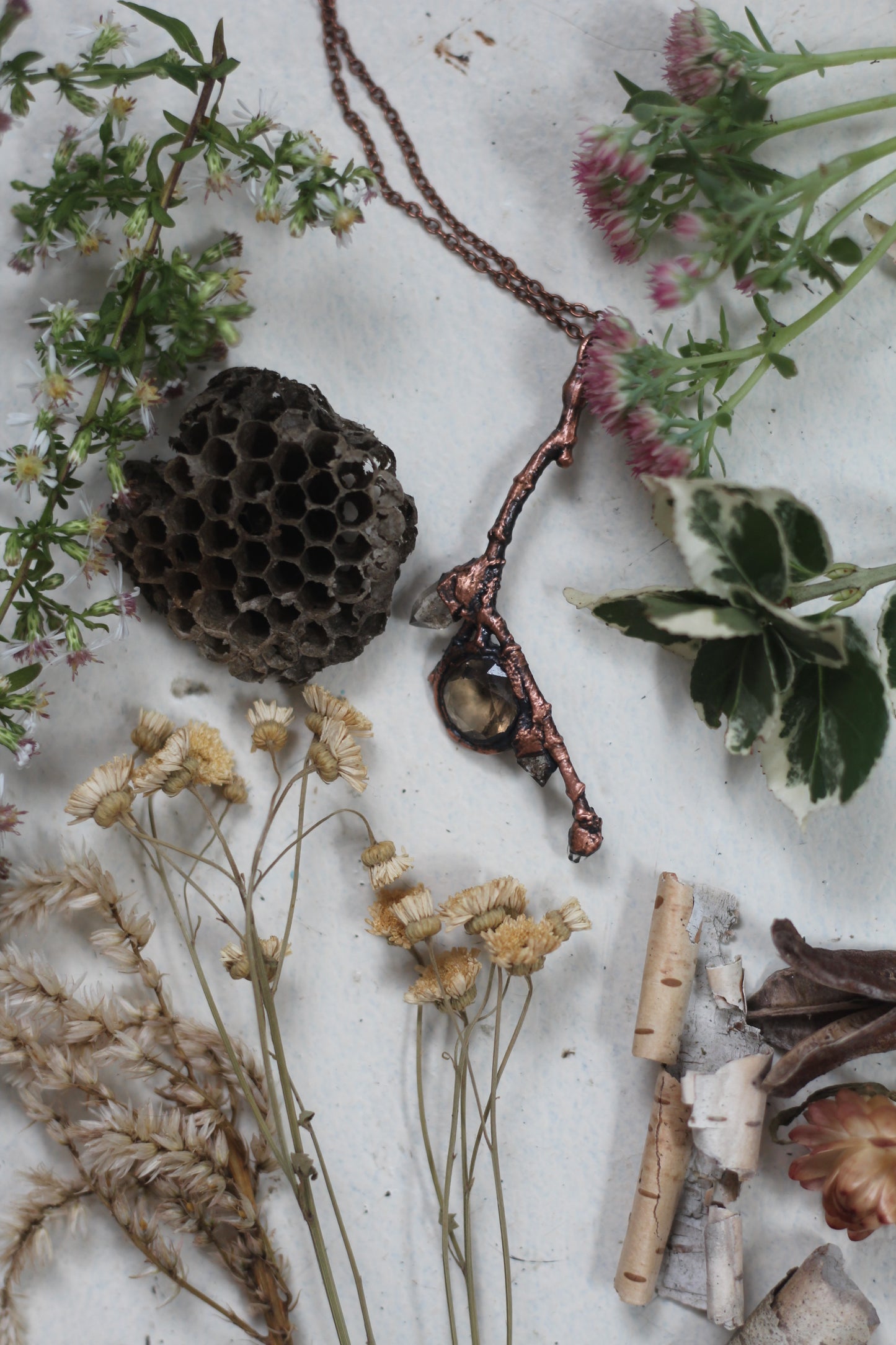 Rooted: Faceted Smokey Quartz with Pakimer Copper Necklace