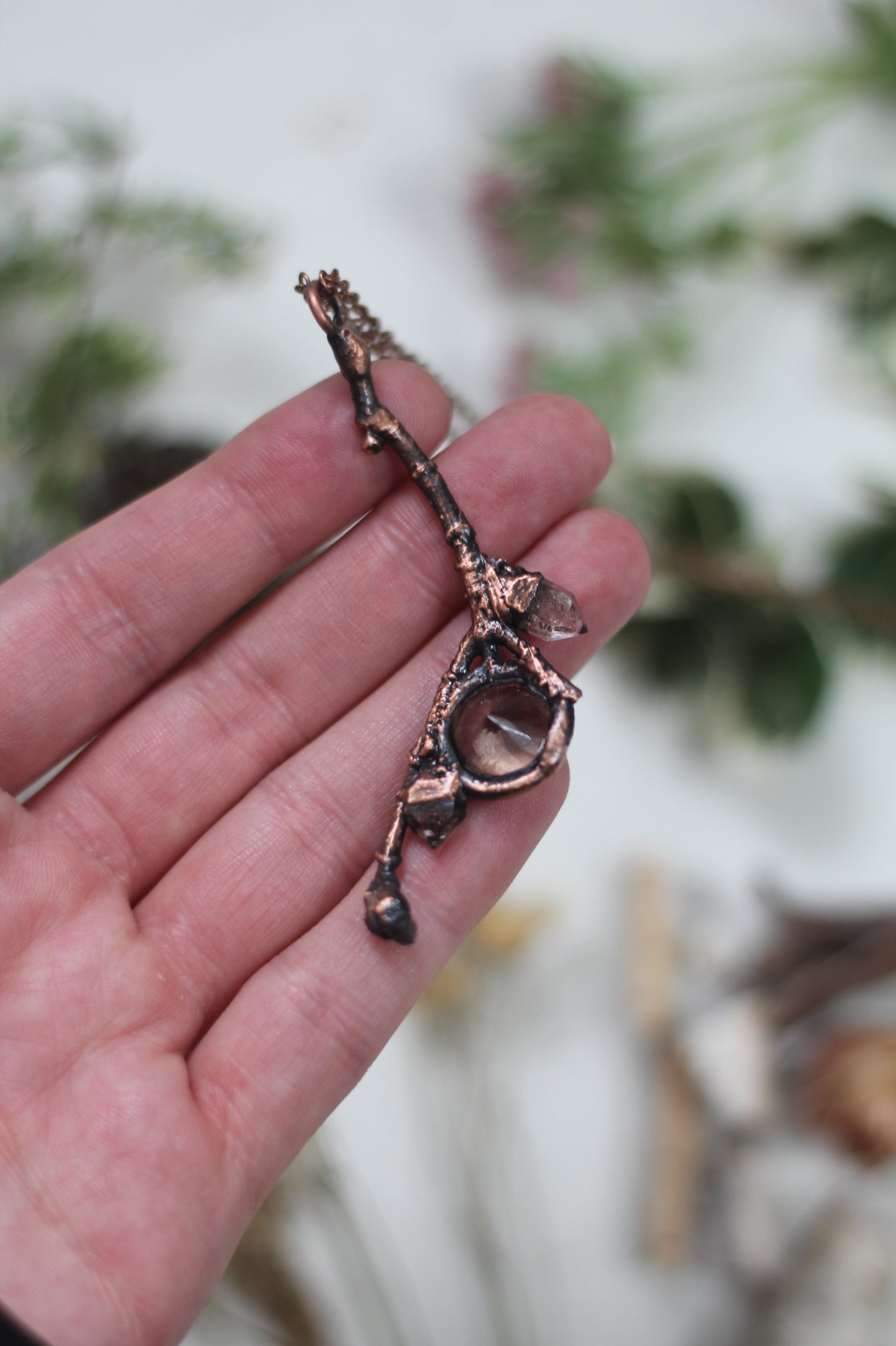 Rooted: Faceted Smokey Quartz with Pakimer Copper Necklace