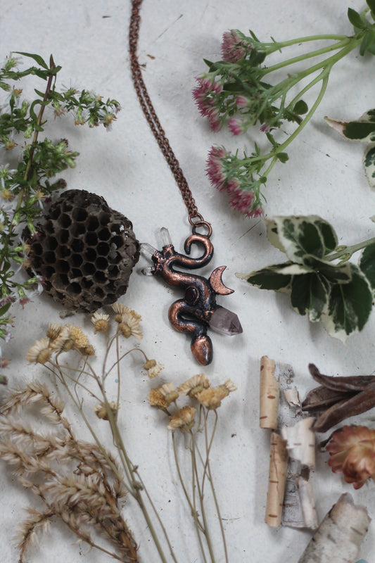 Rooted: Copper Snake with Garnet and Vera Cruz Necklace