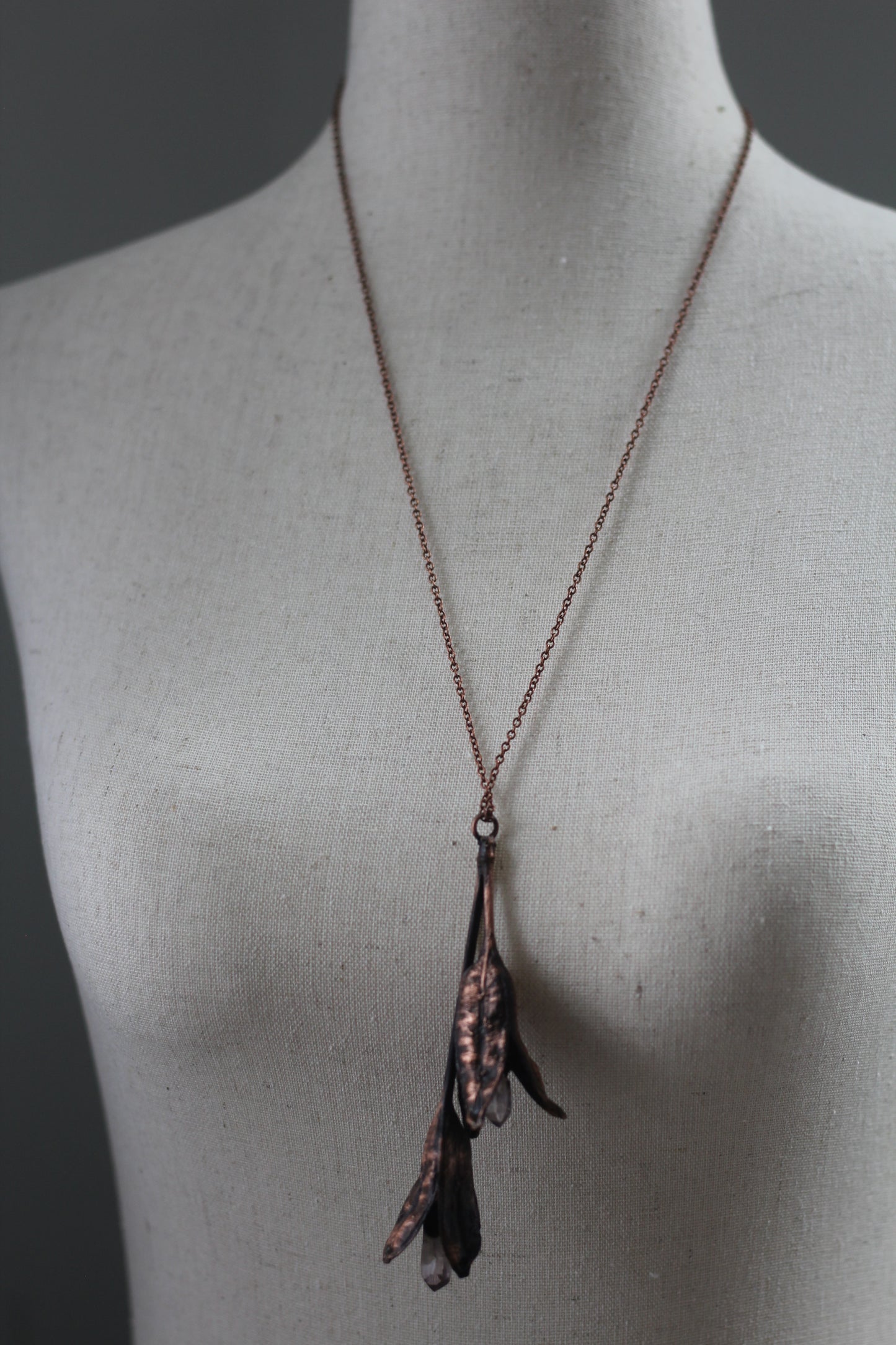 Rooted: Iris Pod and Citrine Copper Necklace