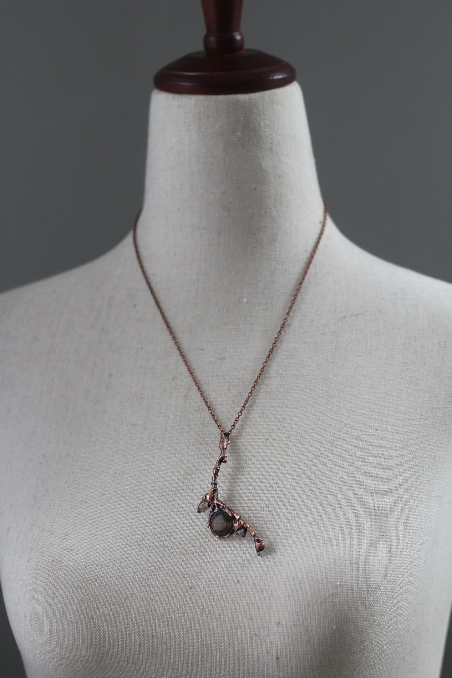 Rooted: Faceted Smokey Quartz with Pakimer Copper Necklace