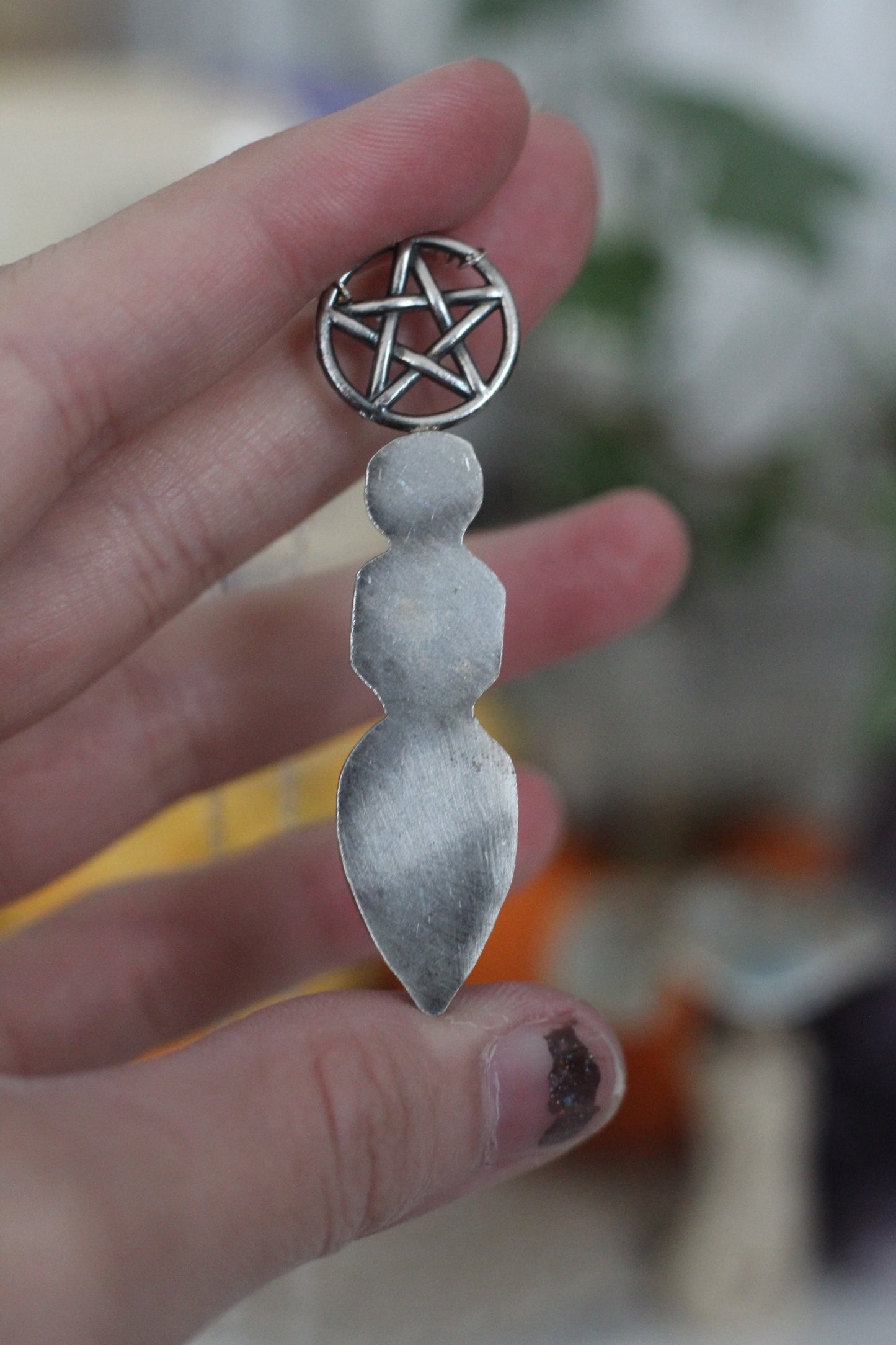 Sterling Silver Pentacle Necklace with Citrine, Amber, and Ocean Jasper