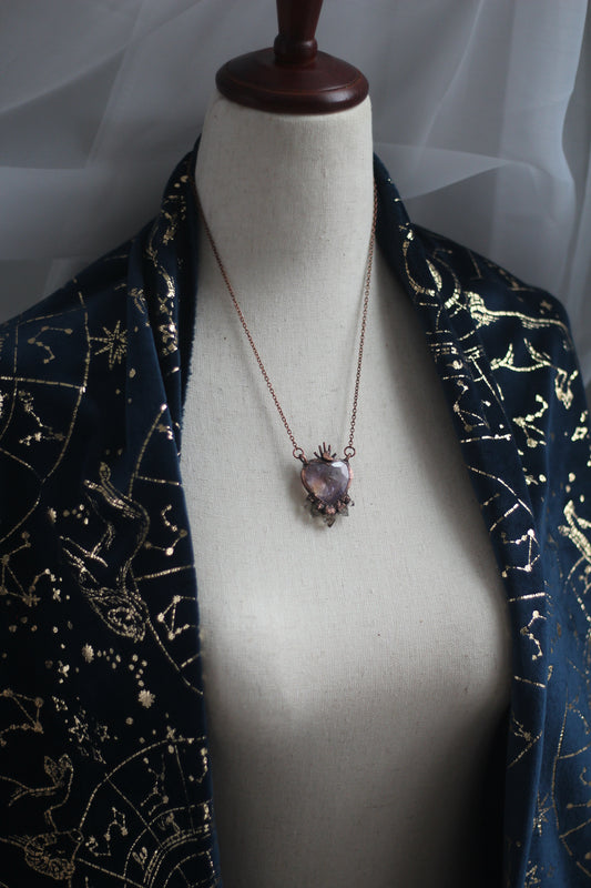 Faceted Ametrine Heart with Pakimer Copper Necklace