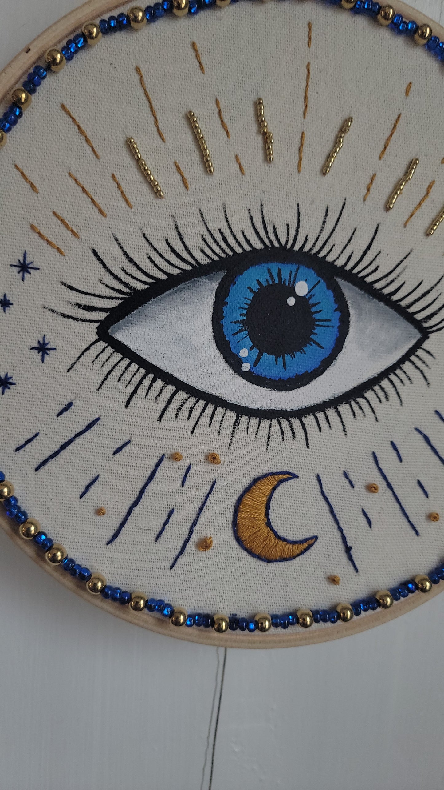 Mixed Media Painted and Embroidered Protective Eye Piece