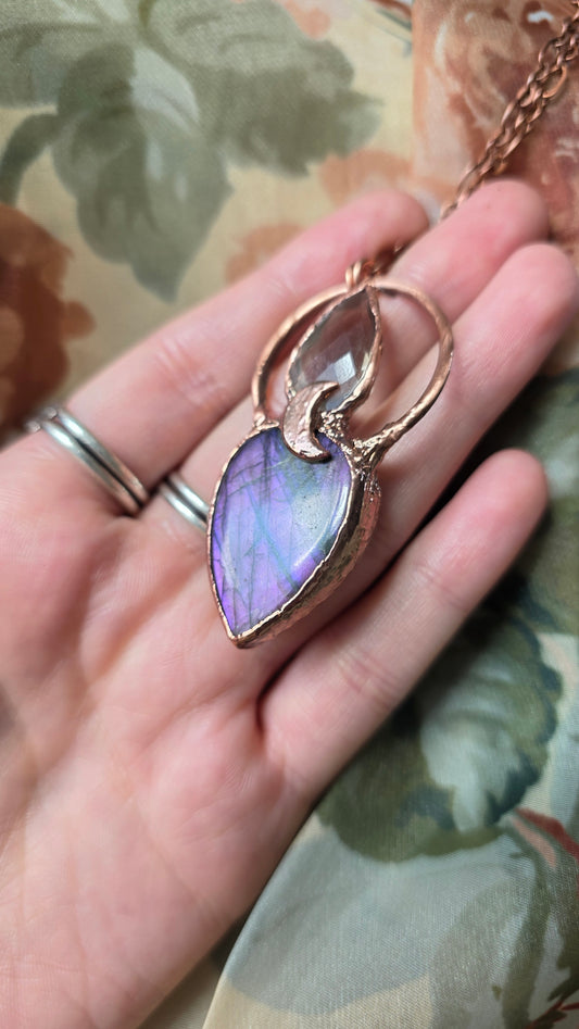 Labradorite with Smokey Quartz Copper Necklace