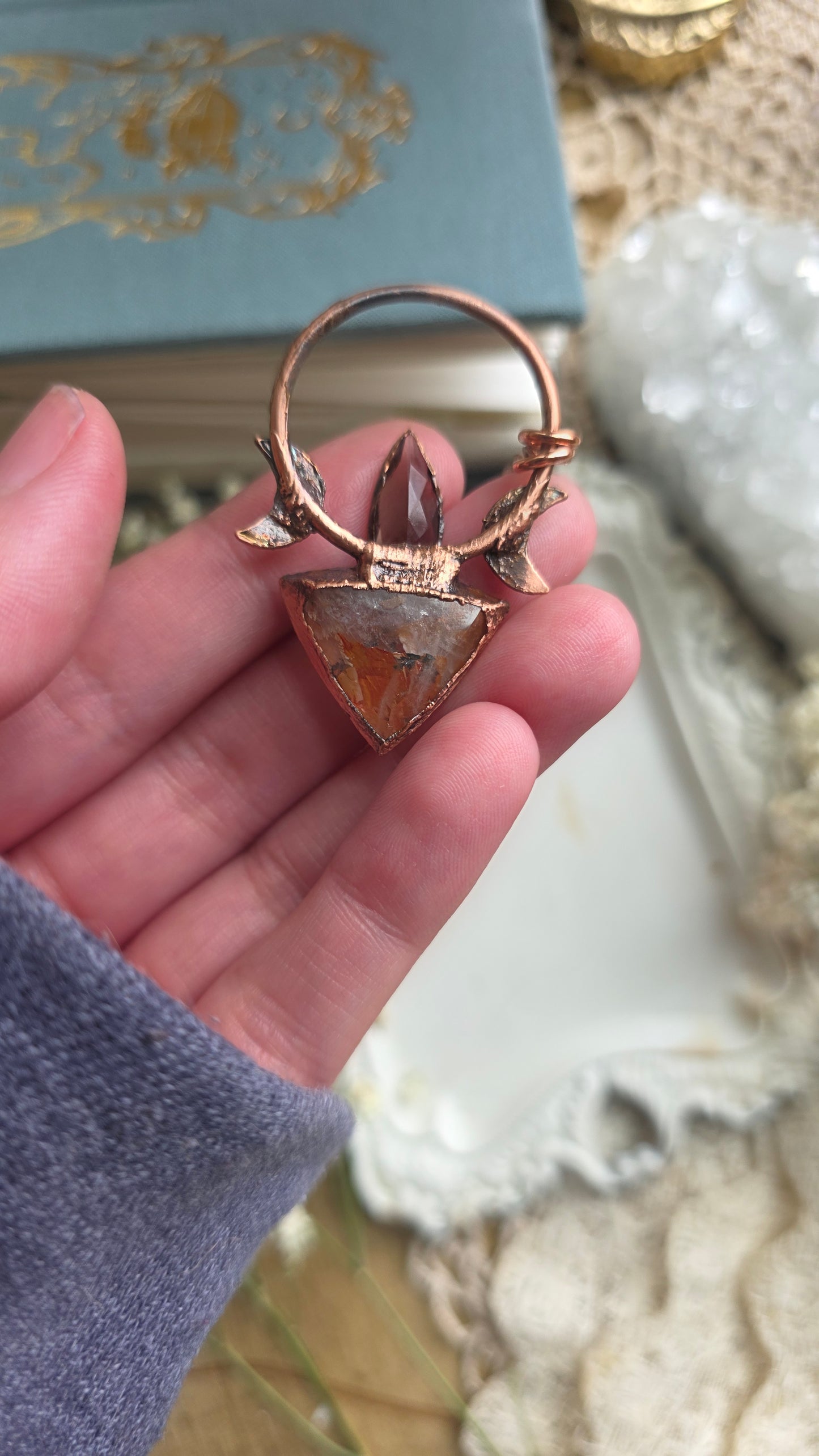 Golden Healer Dendritic Quartz with Colombianite Copper Necklace