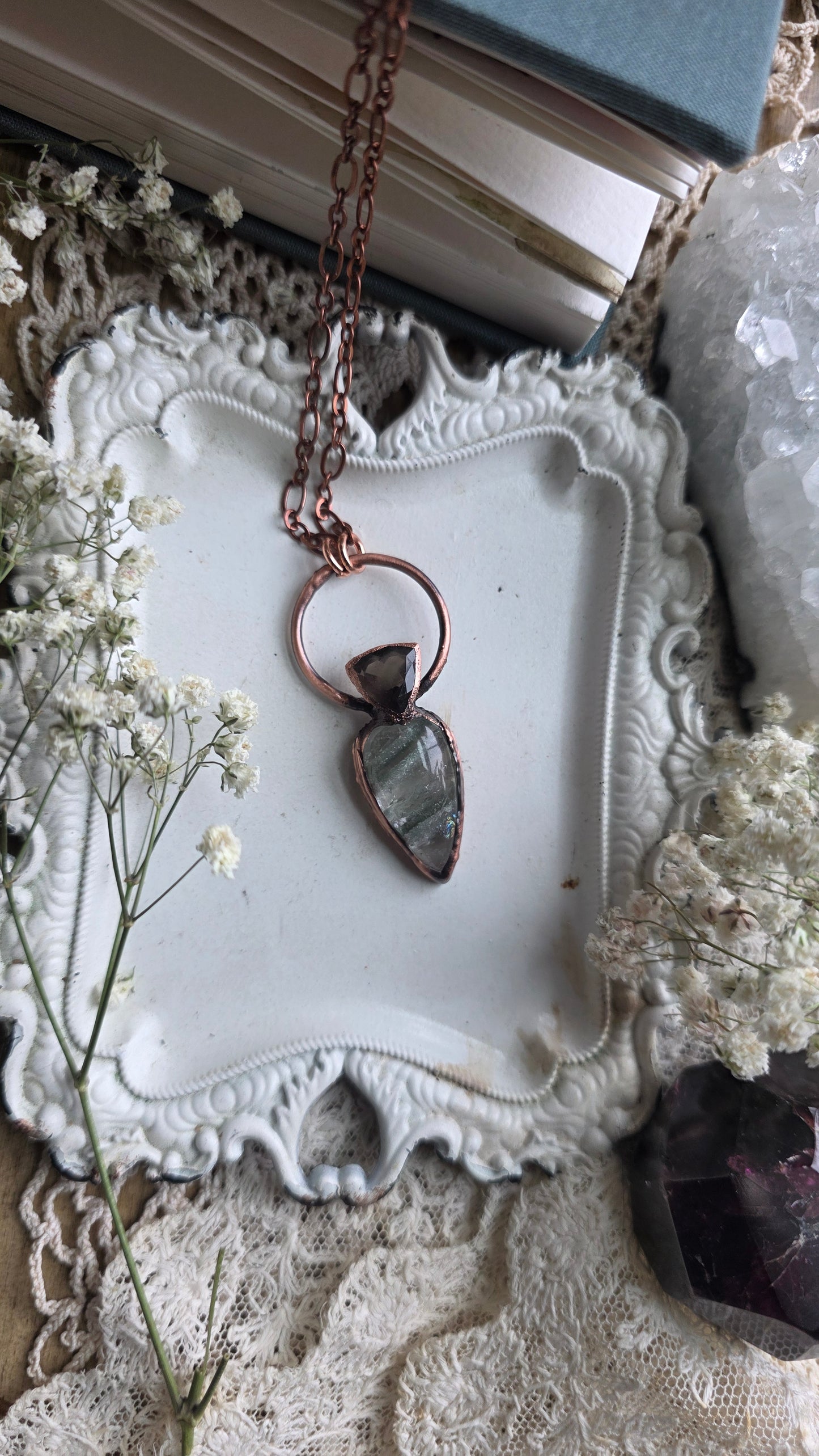 Phantom Quartz with Colombianite Copper Pendant