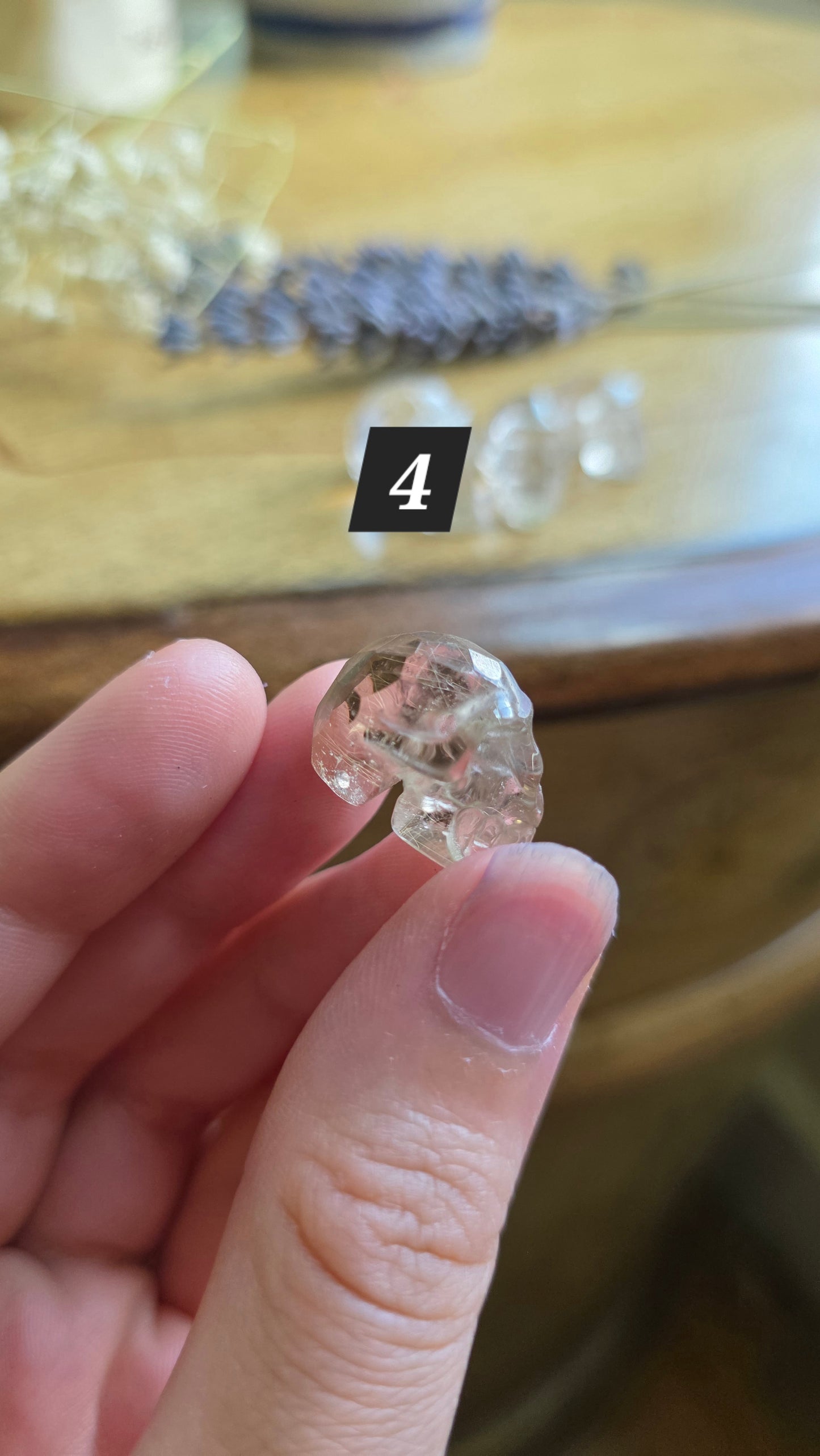 Faceted quartz skull bead necklace
