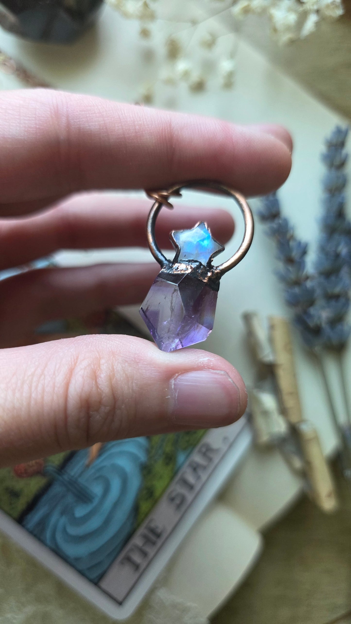 Star Charmer: Phantom Amethyst with Moonstone Star