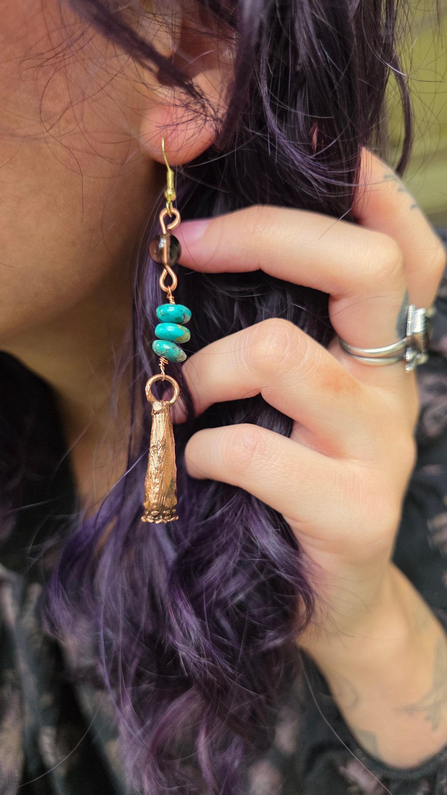 Copper Encased Poppy Pod Dangle Earrings