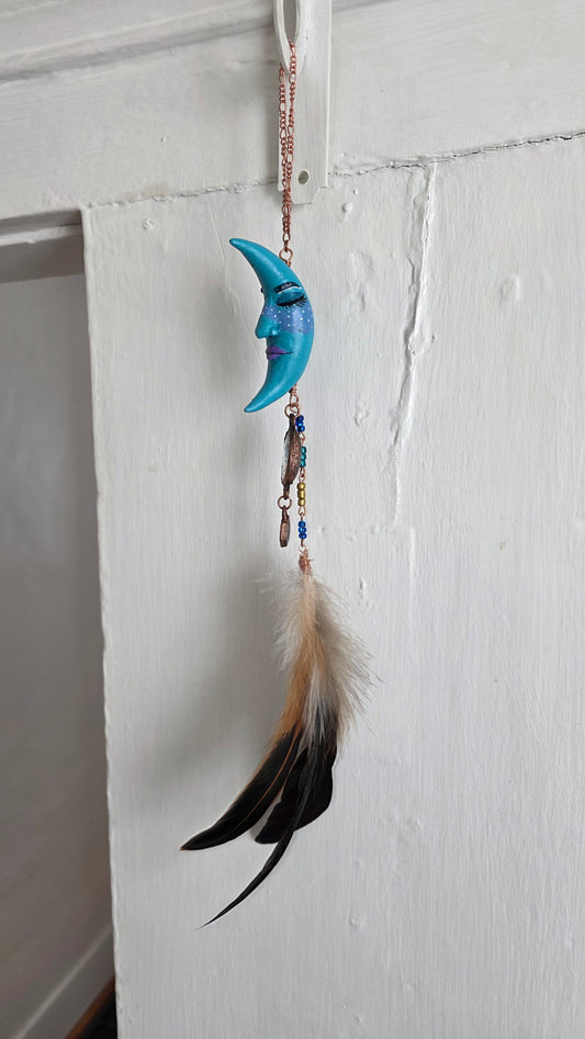 Moon Guardian Hand Sculpted Hanging Decor