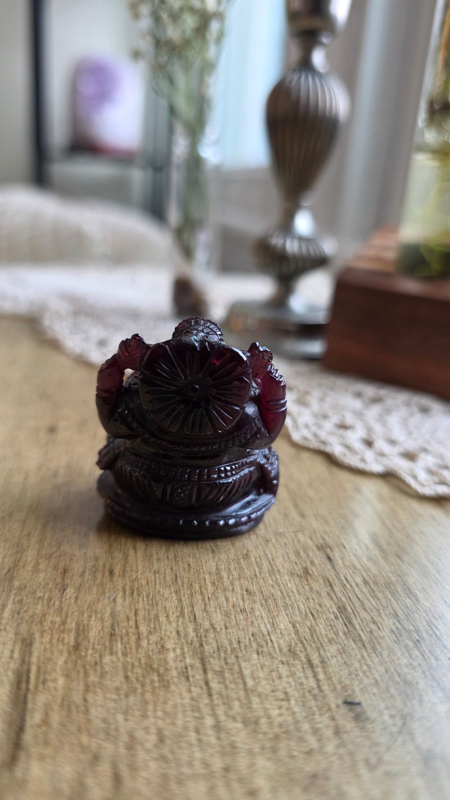 Hand Carved Garnet Ganesh