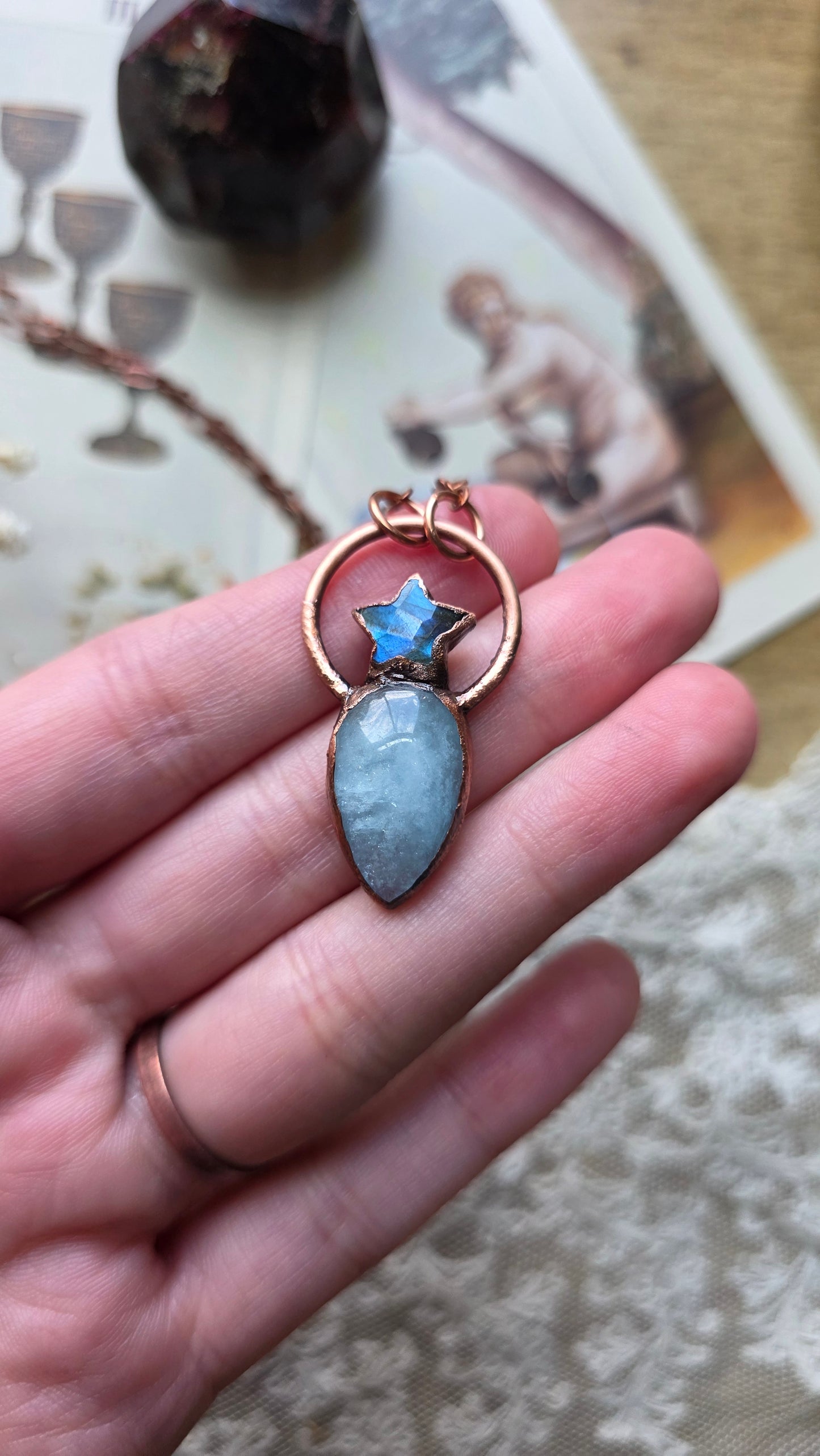 Aquamarine and Labradorite Star Copper Necklace