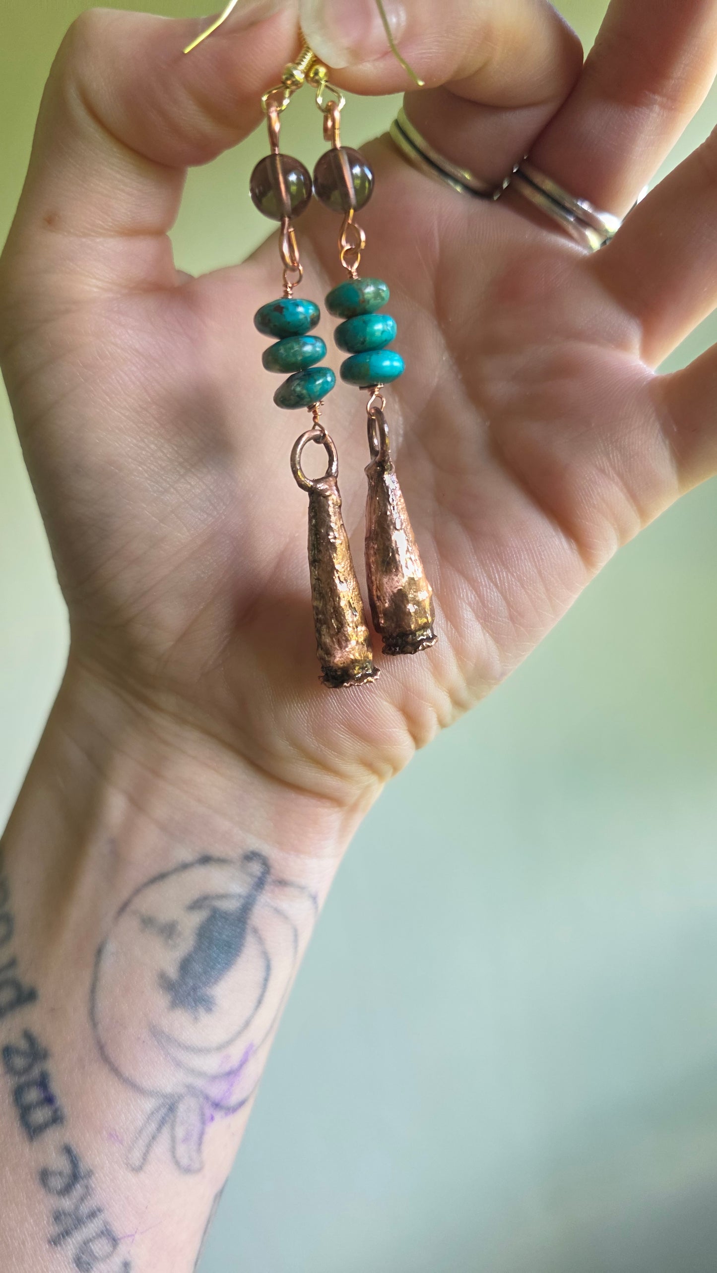 Copper Encased Poppy Pod Dangle Earrings