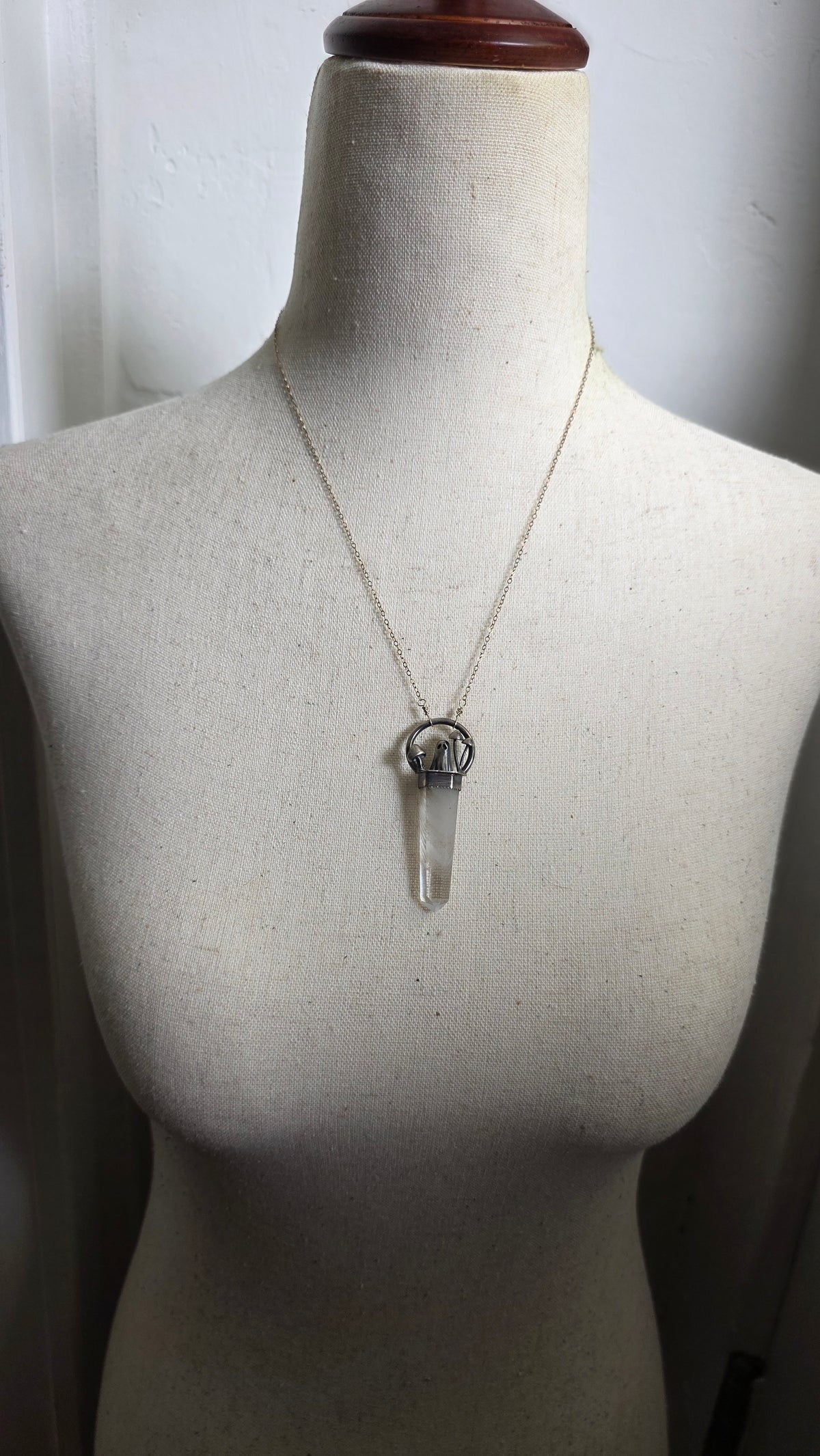jdrewsilvers and xtwii collaboration: Sterling Silver Sheet Ghost Mushroom Phanom Quartz Pendant