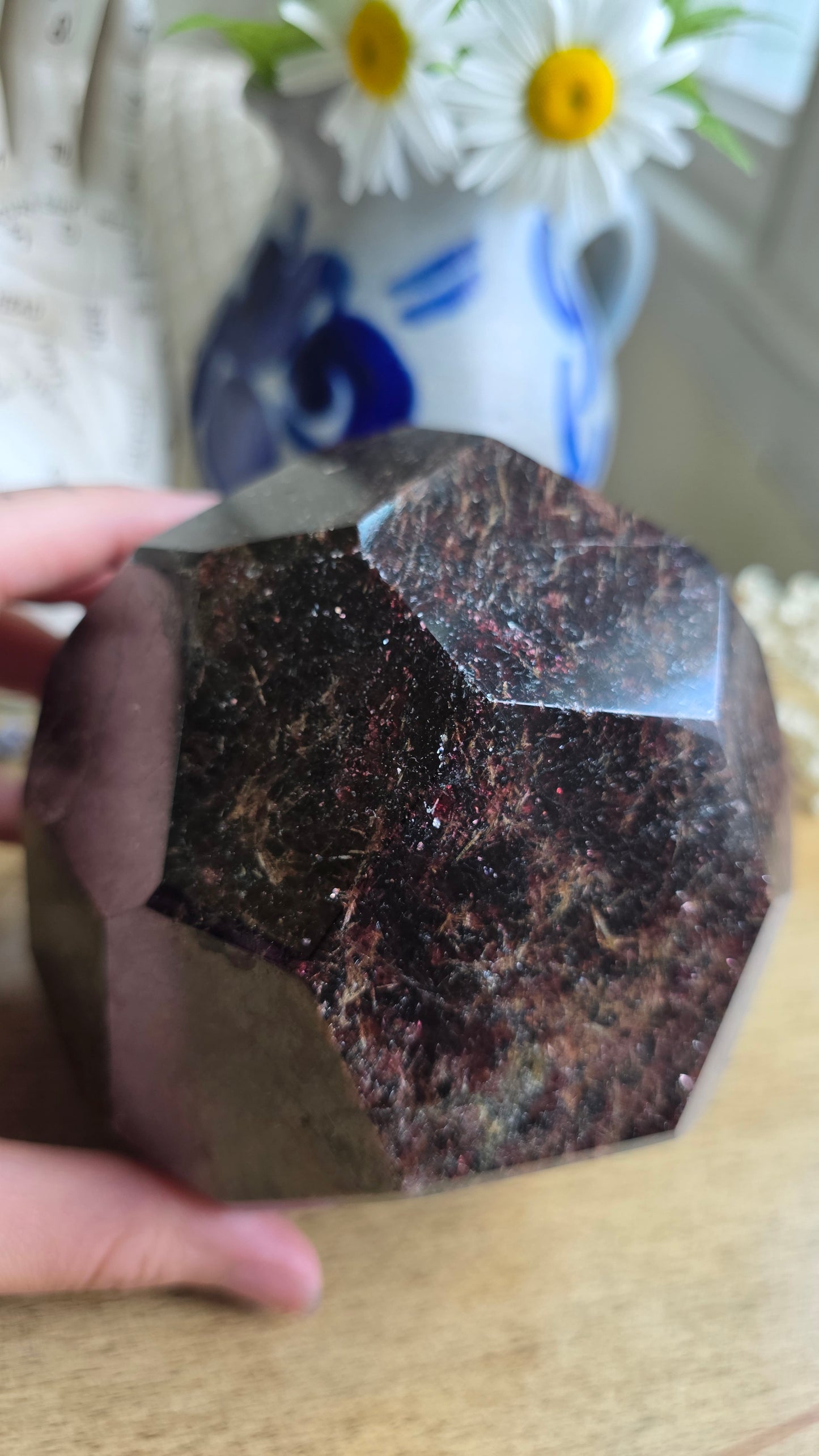 Large polished garnet dodecahedron