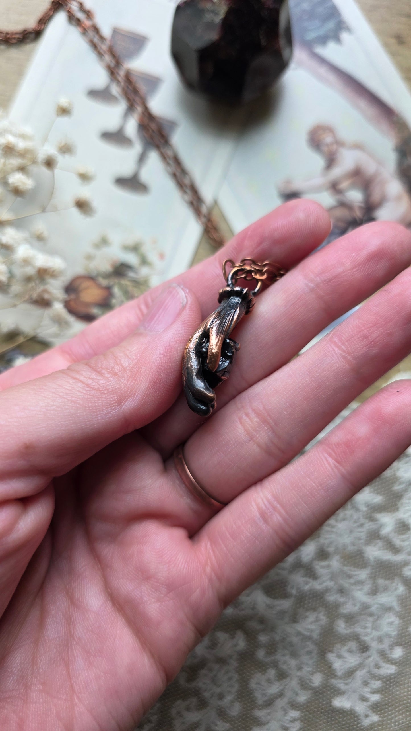 Labradorite Star in Hand Copper Necklace