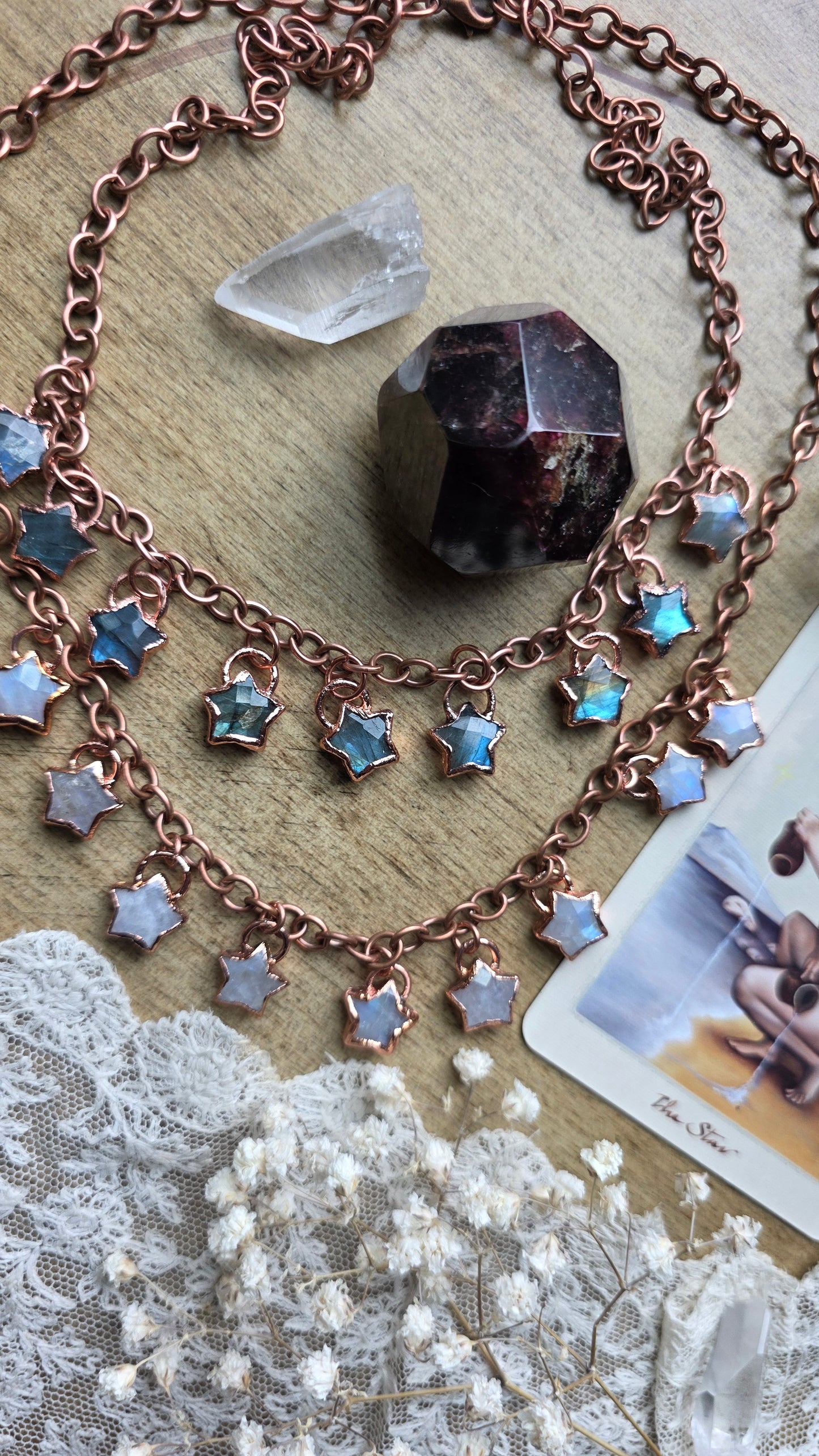 MADE TO ORDER: Gemstone star statement necklace