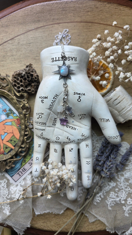 Sterling Silver Moonstone Star Necklace