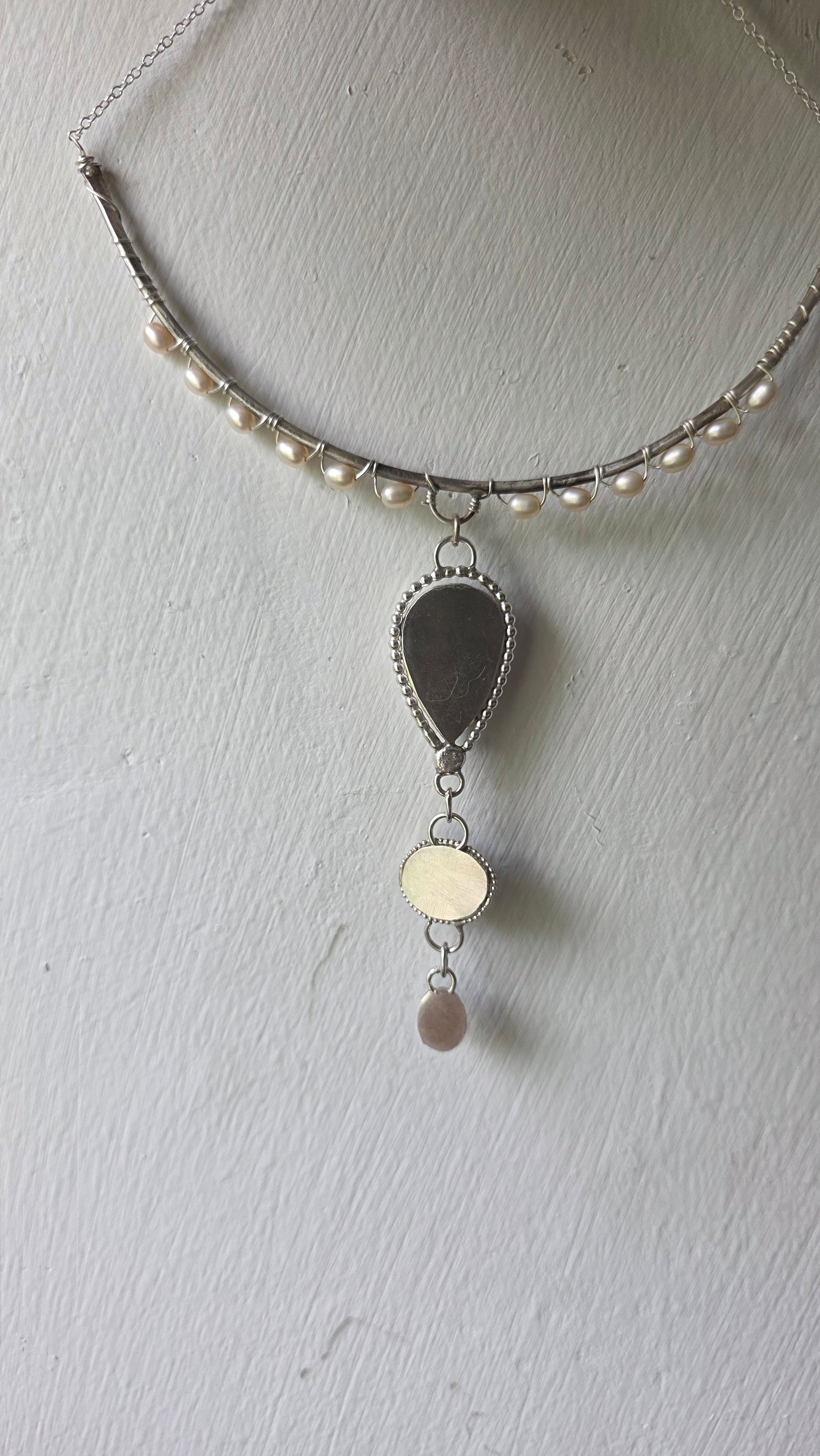 Ocean Jasper and Pearl Sterling Silver Statement Necklace
