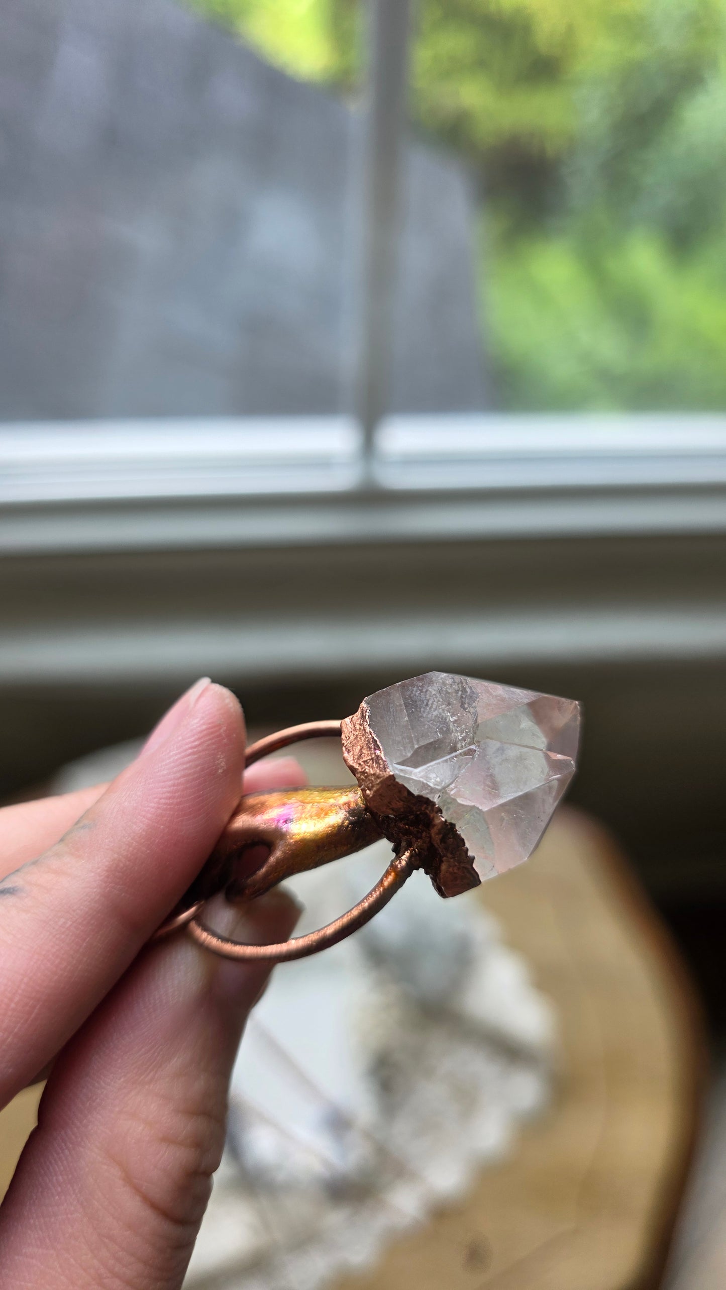 The High Priestess: Twin Quartz Point with Hand Copper Necklace