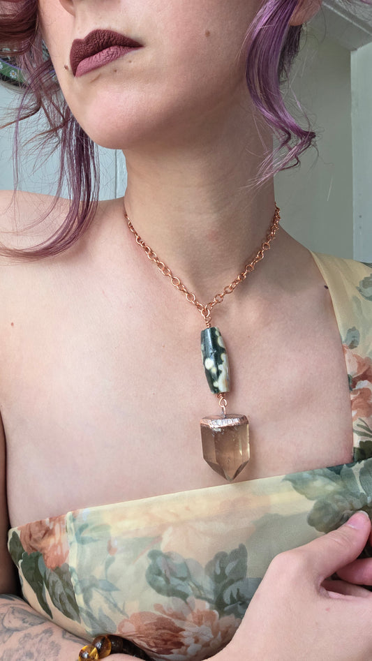 Chunky Citrine with Tourmaline and Ocean Jasper Copper Choker