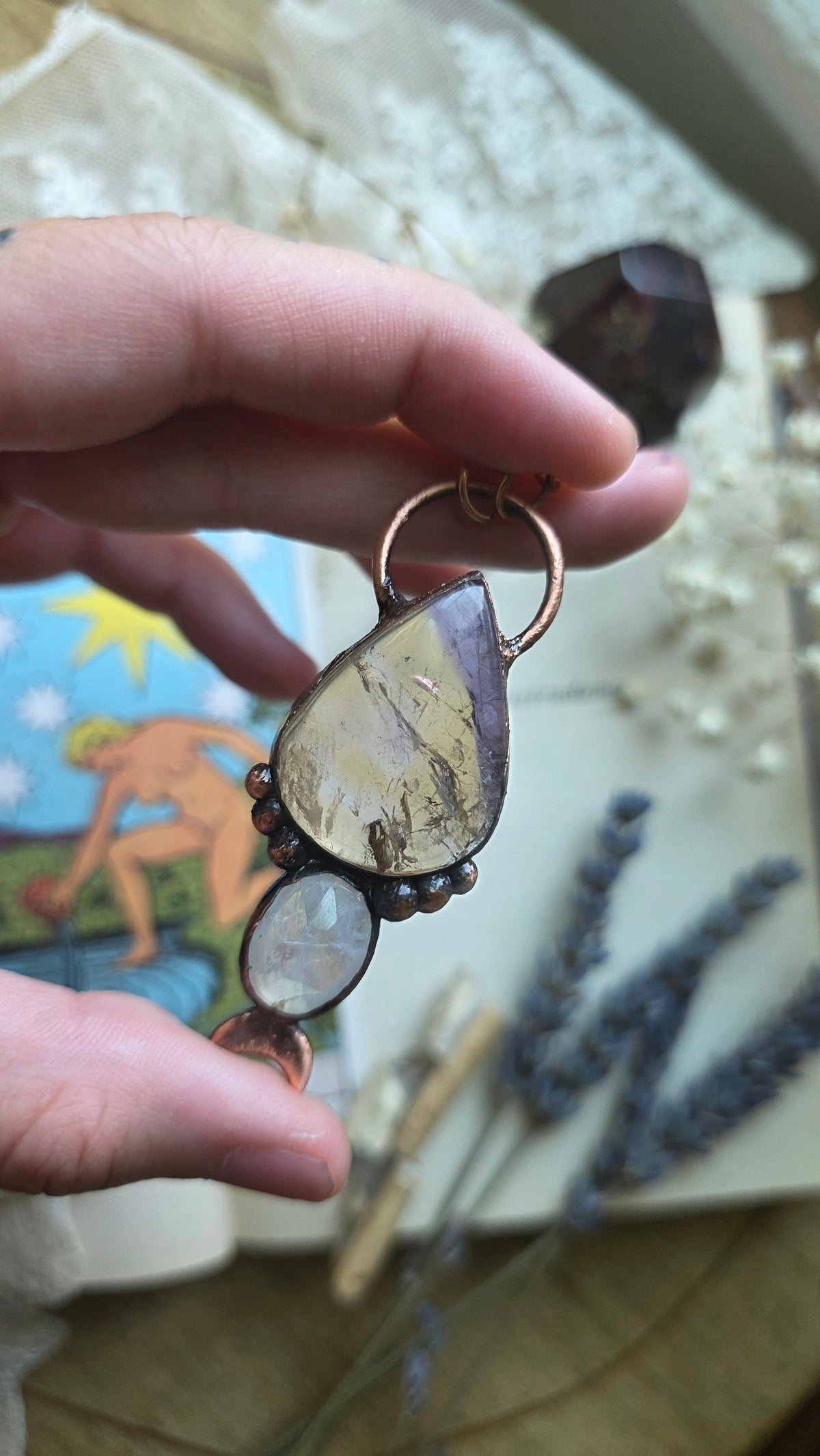 Balancer: Ametrine with Moonstone Copper Pendant