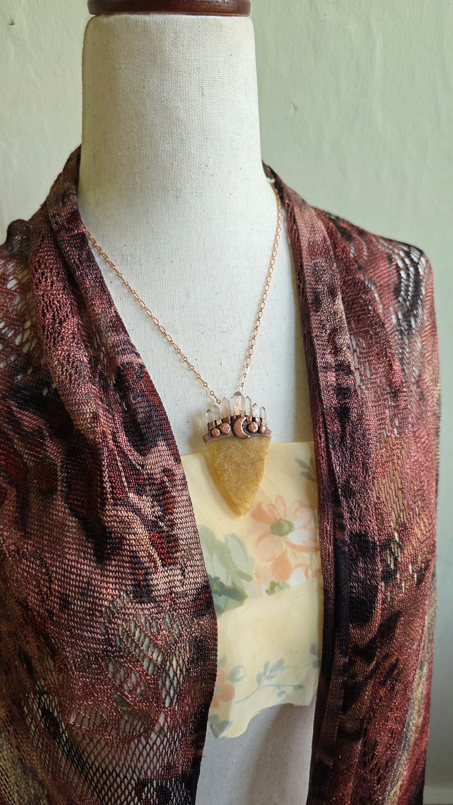The High Priestess: Golden Rutilated Quartz Stardust Pendant