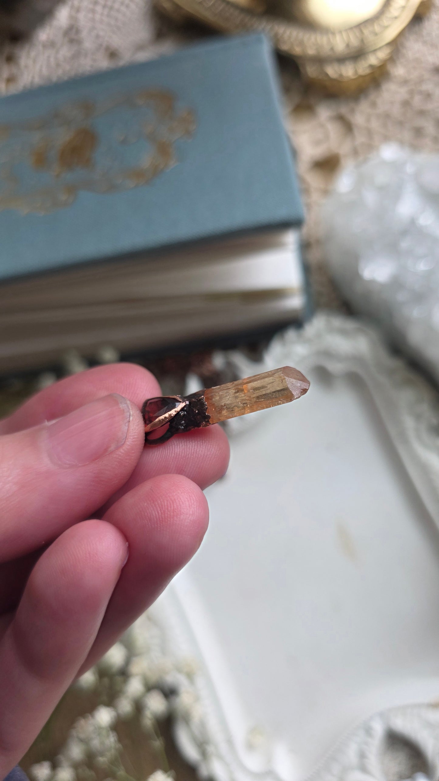 Imperial Topaz with Garnet Copper Necklace