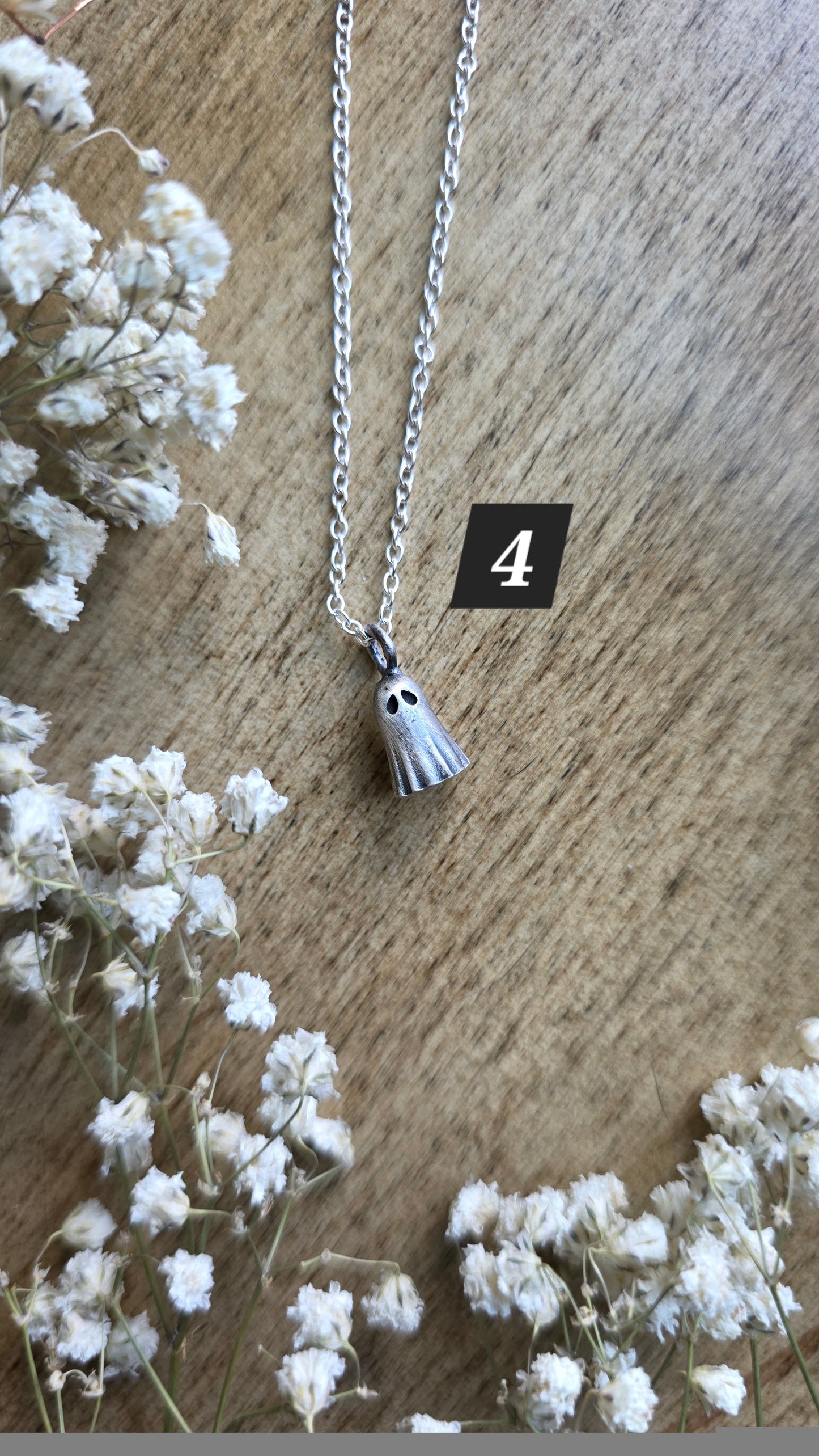 Sterling silver sheet ghost necklace