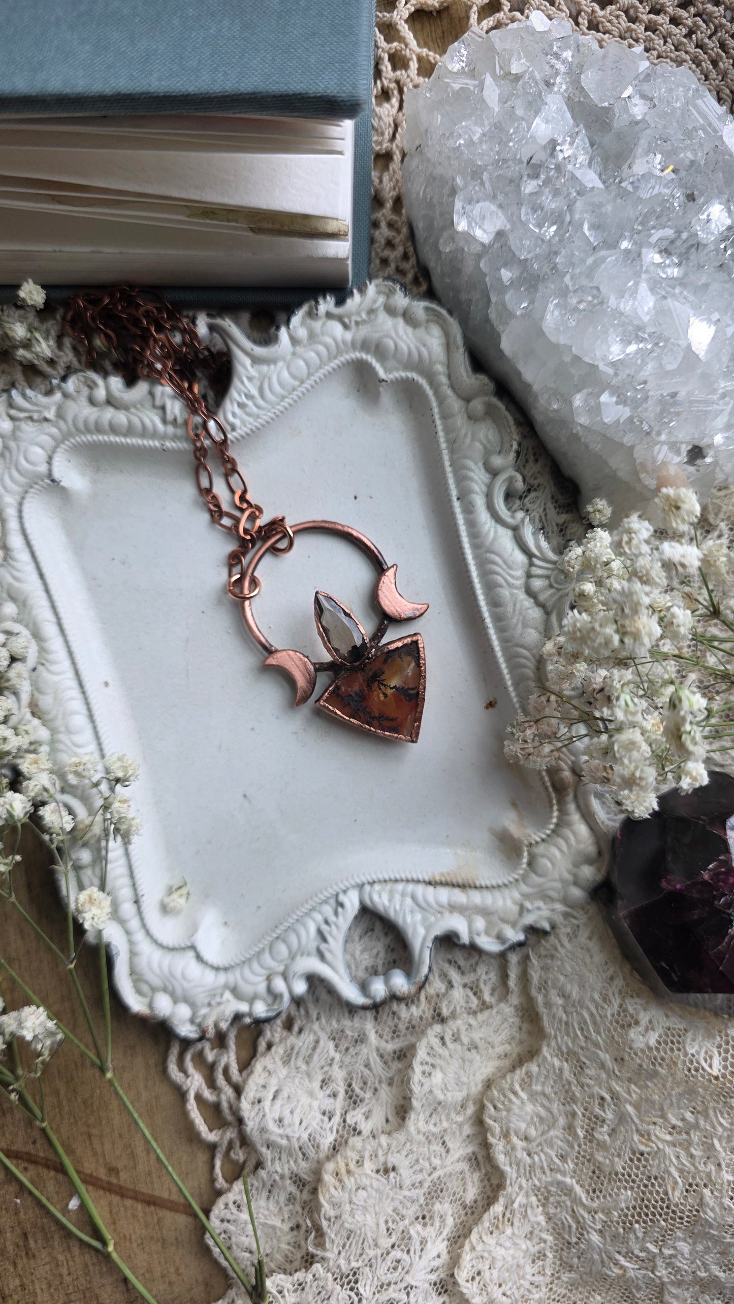 Golden Healer Dendritic Quartz with Colombianite Copper Necklace