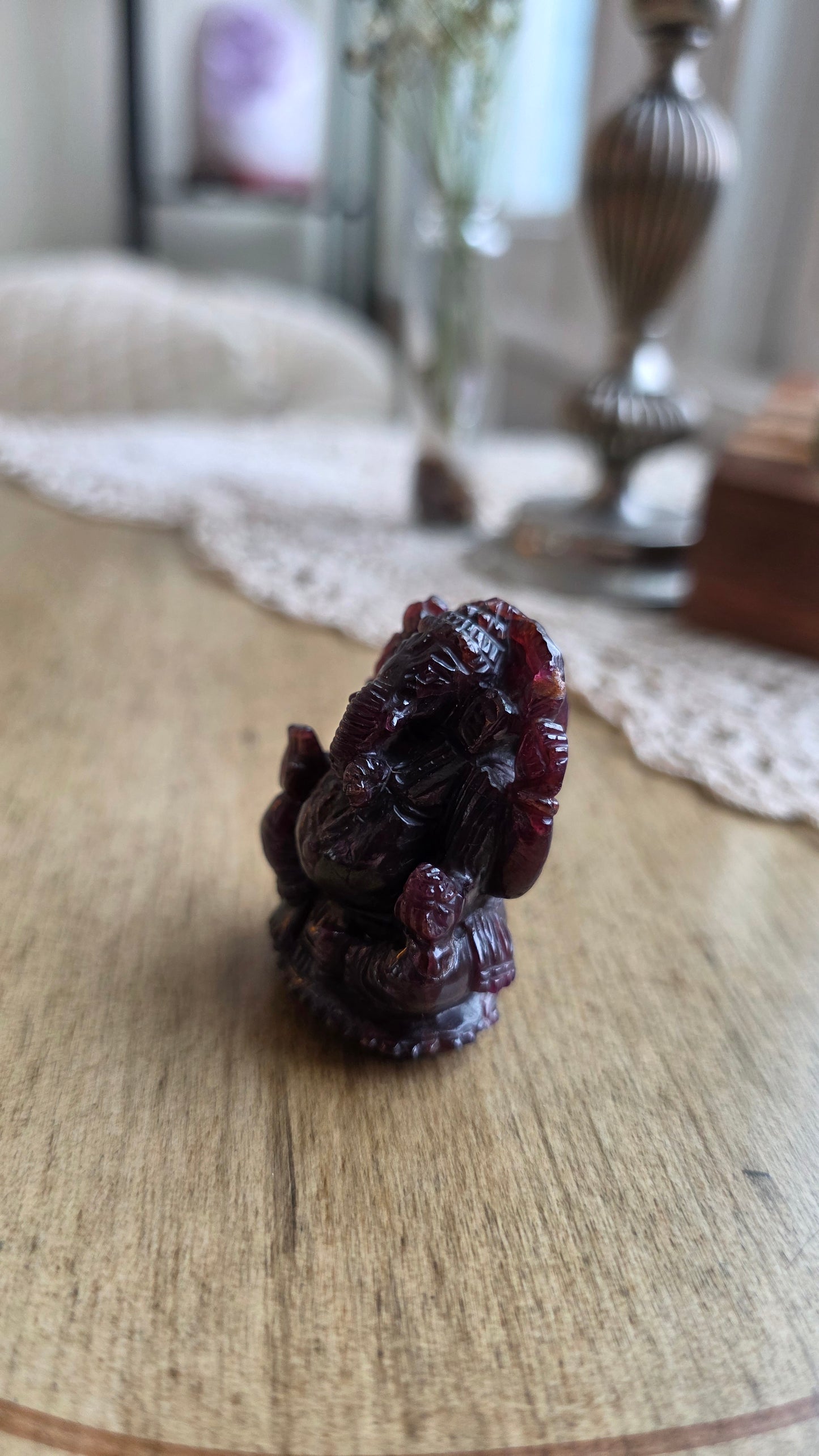 Hand Carved Garnet Ganesh