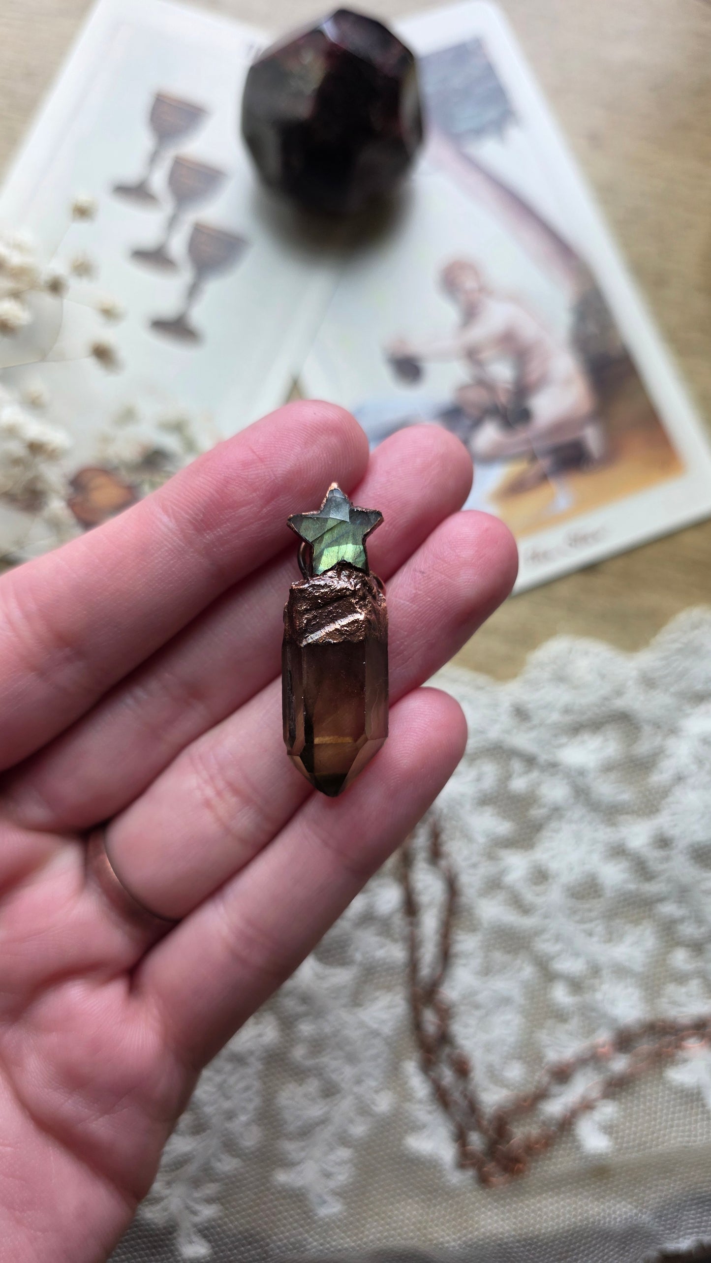 Smokey Citrine and Labradorite Star Copper Necklace