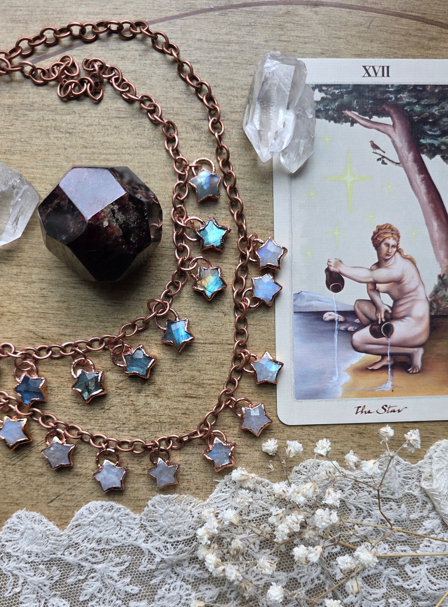 MADE TO ORDER: Gemstone star statement necklace