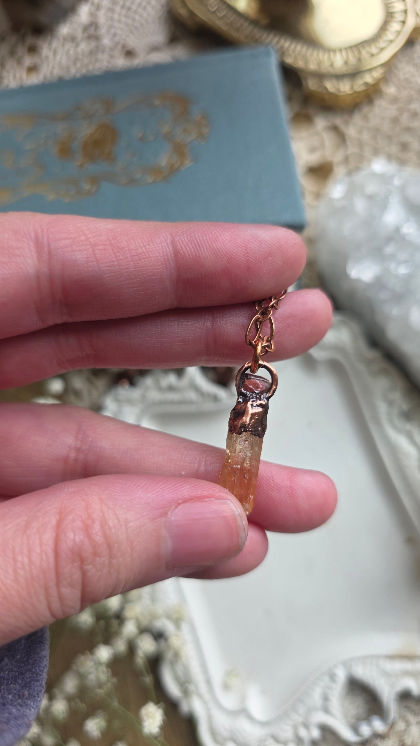 Imperial Topaz with Garnet Copper Necklace