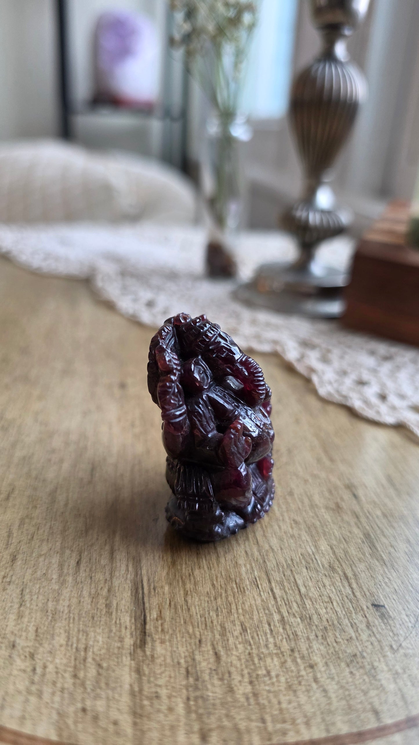 Hand Carved Garnet Ganesh