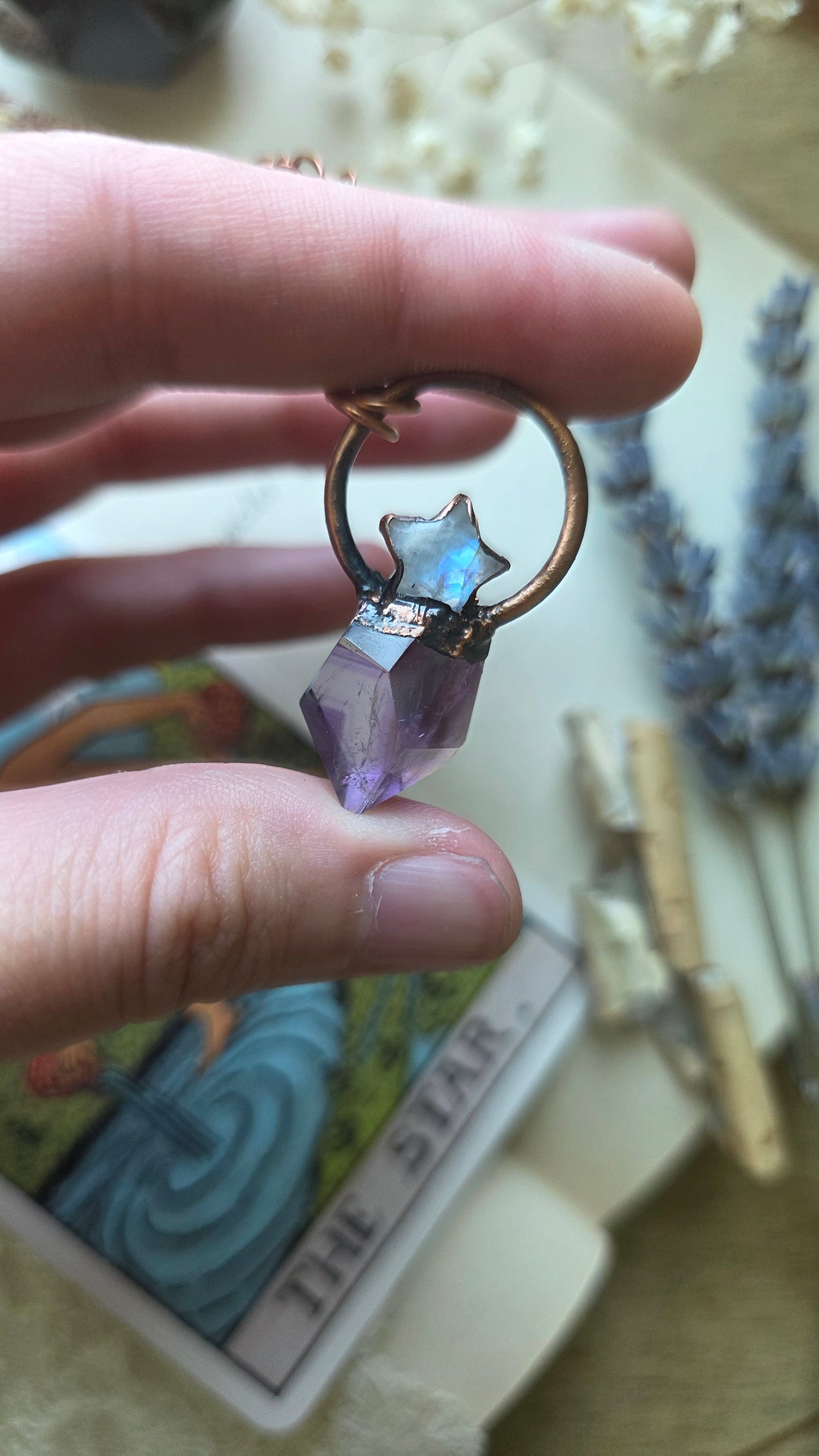 Star Charmer: Phantom Amethyst with Moonstone Star