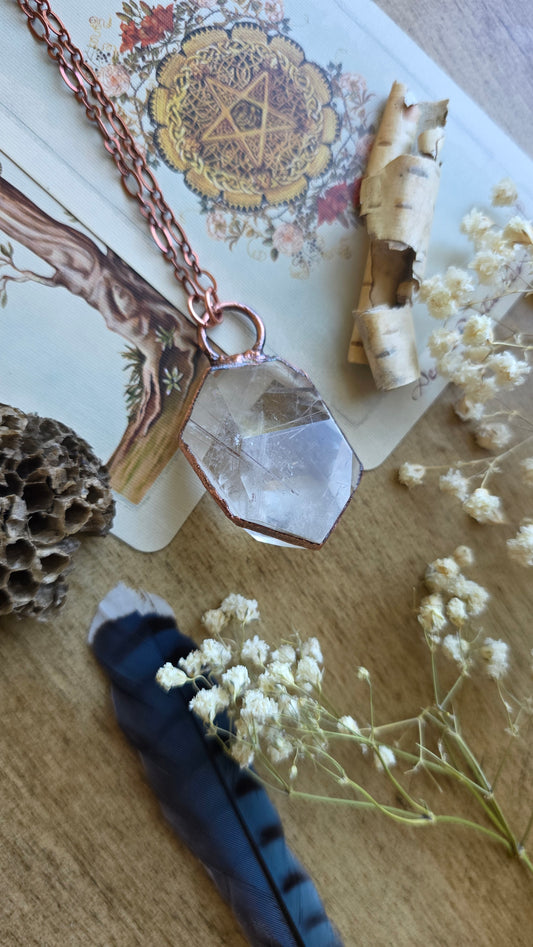 Transmute: Silver Rutile Quartz Copper Necklace
