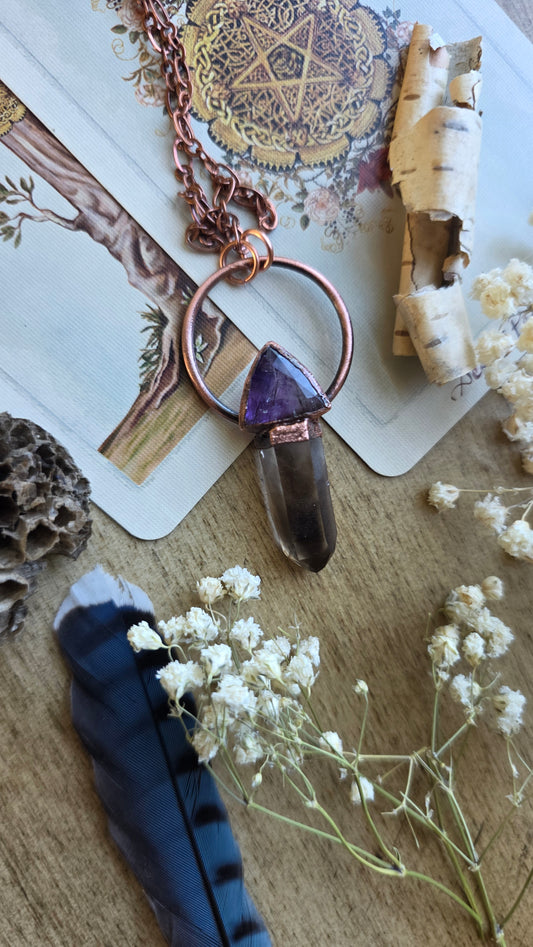 Transmute: Smokey Amethyst Phantom with Included Amethyst Copper Pendant