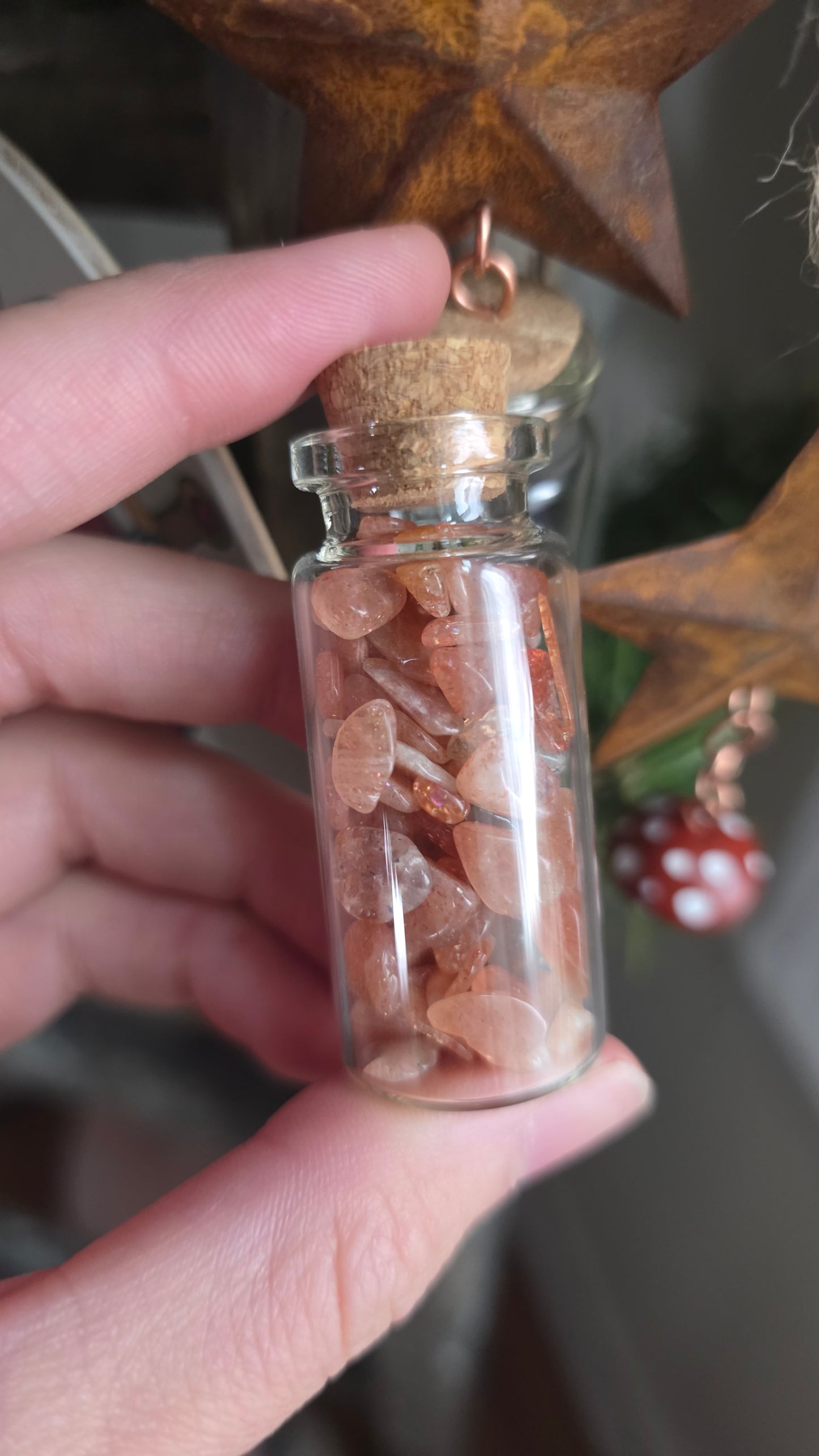 Tin Star and Crystal Vial Ornament