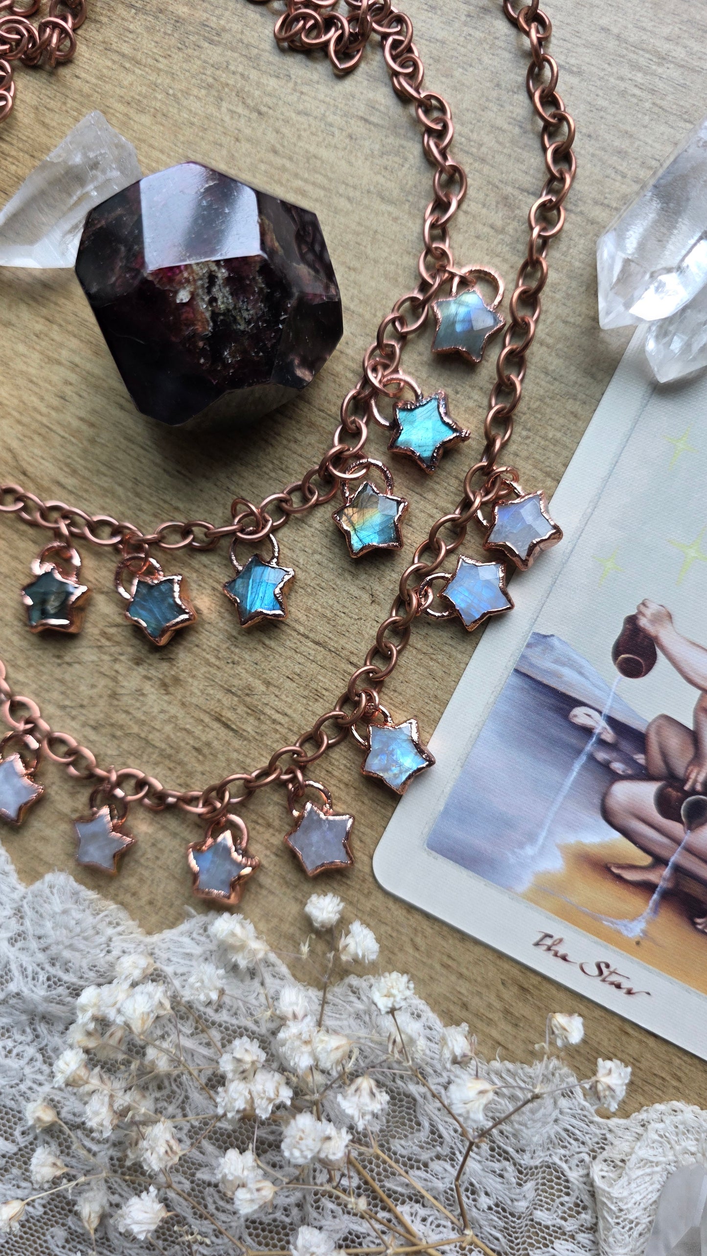 MADE TO ORDER: Gemstone star statement necklace