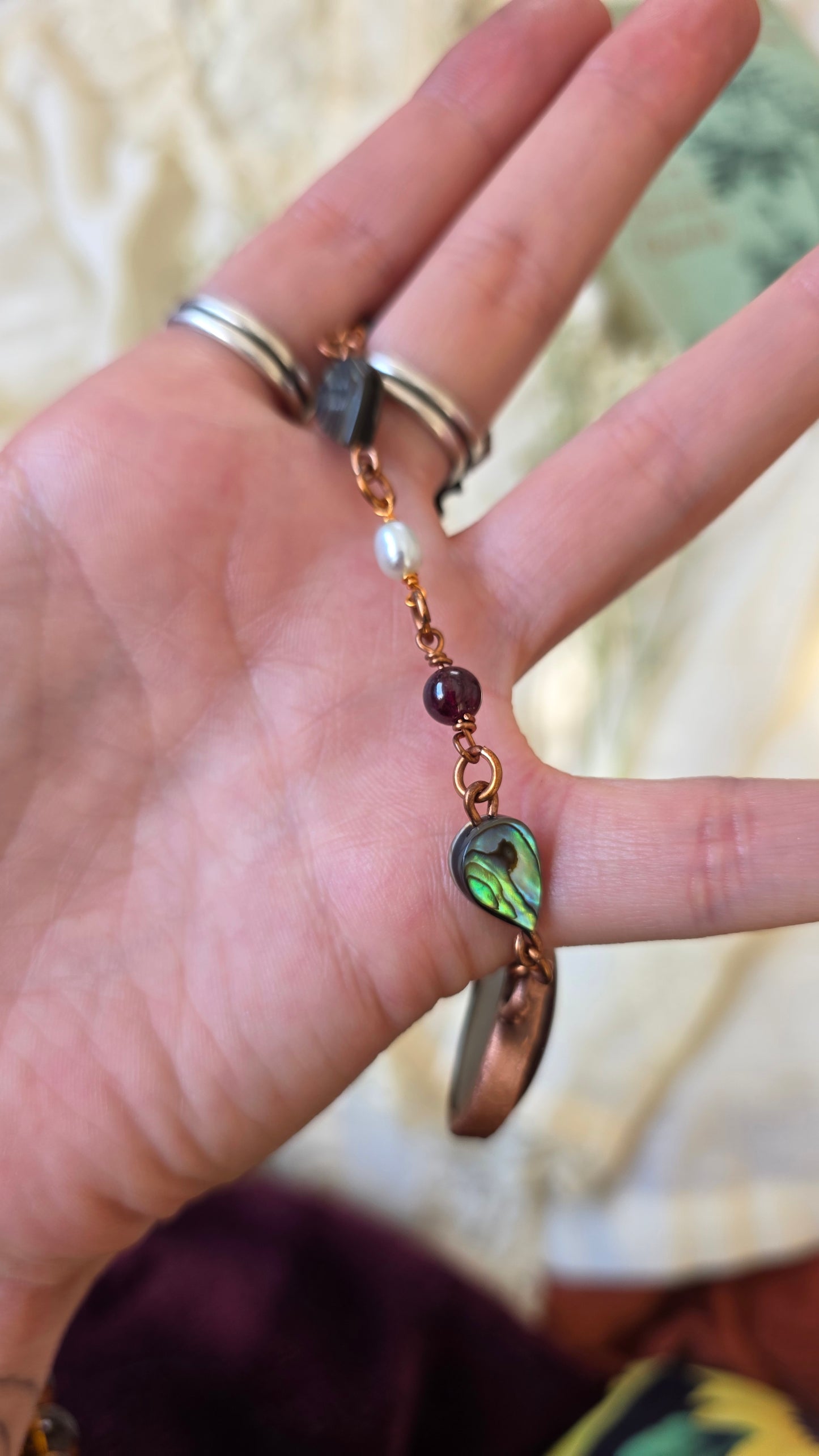 Copper Garnet Choker with Abalone and Pearl