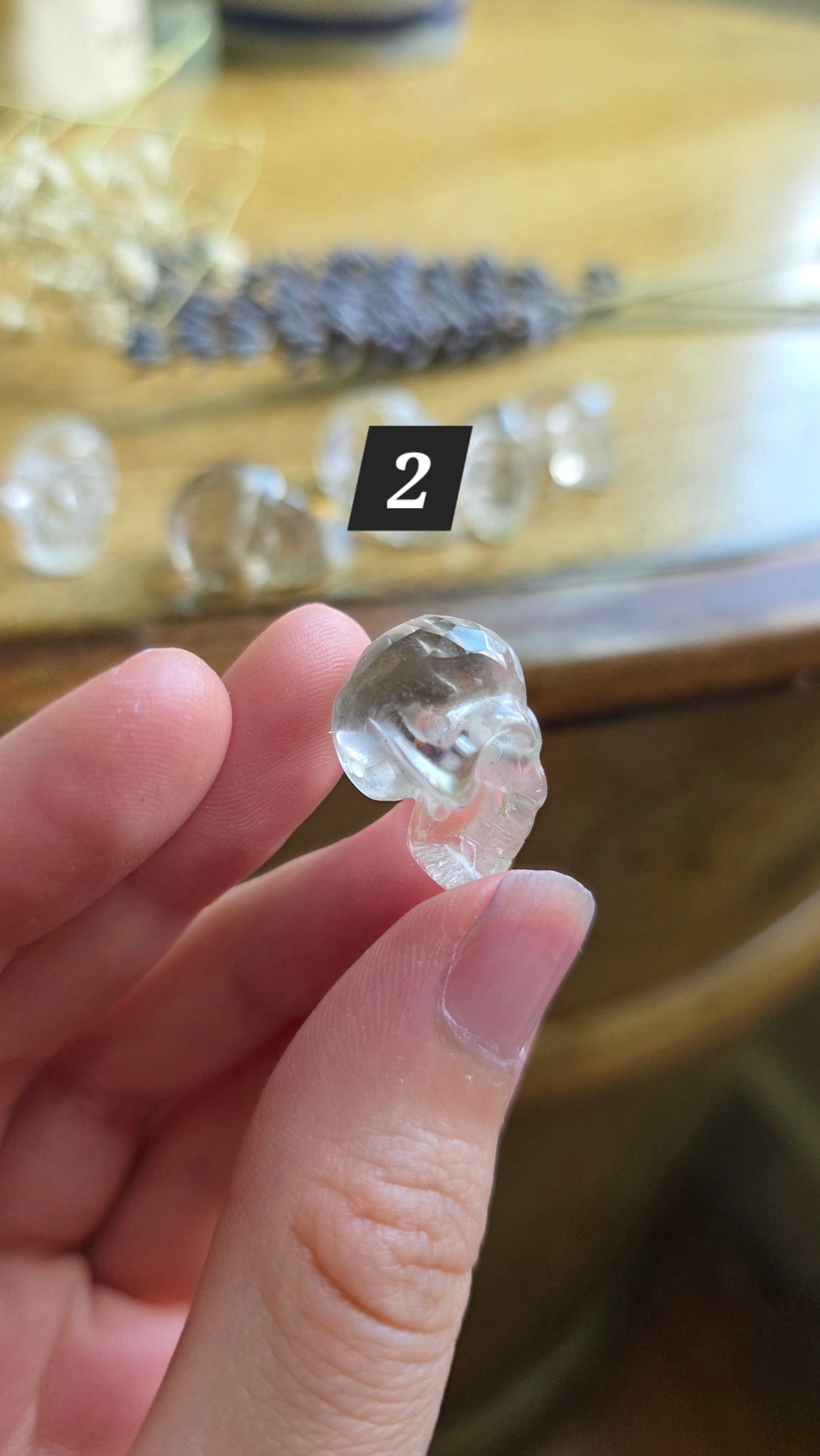 Faceted quartz skull bead necklace