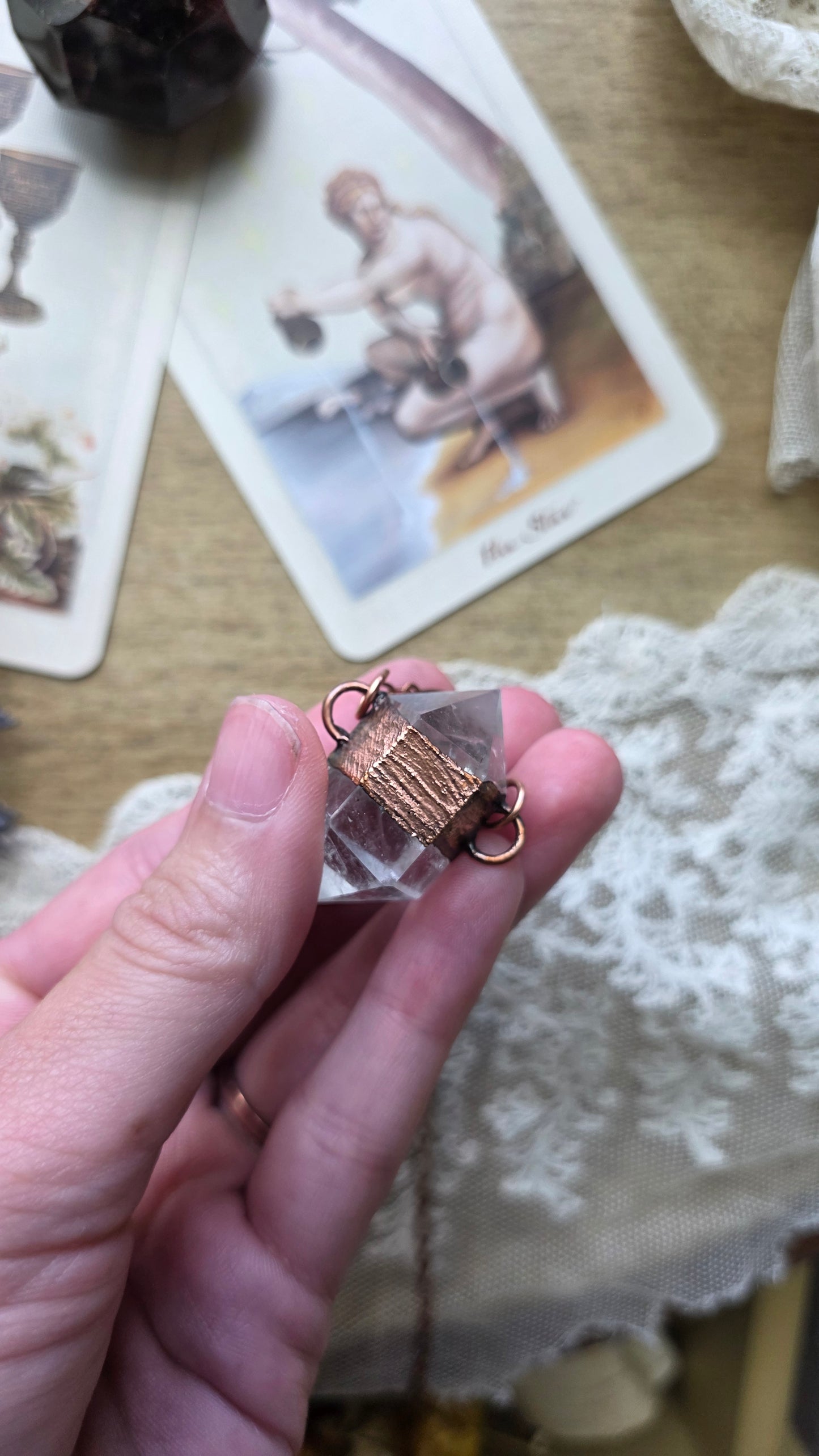 Quartz DT with Labradorite Star Copper Pendant