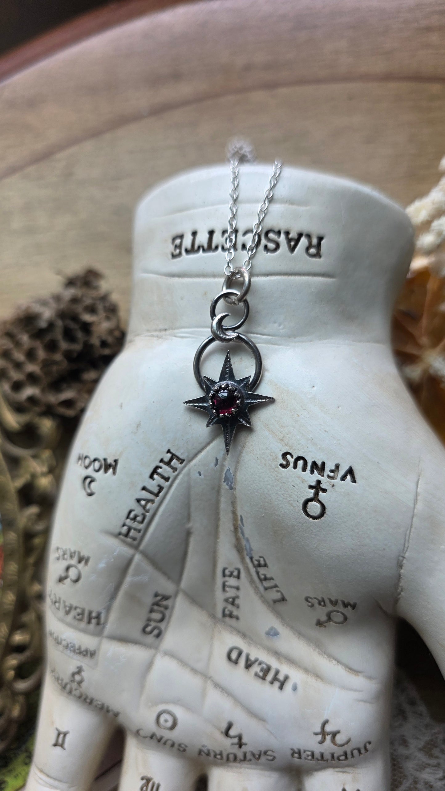 Sterling Silver Garnet Star Necklace
