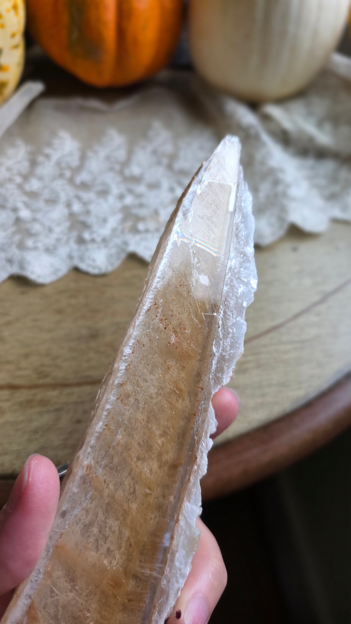 Bicolor Selenite on Stand